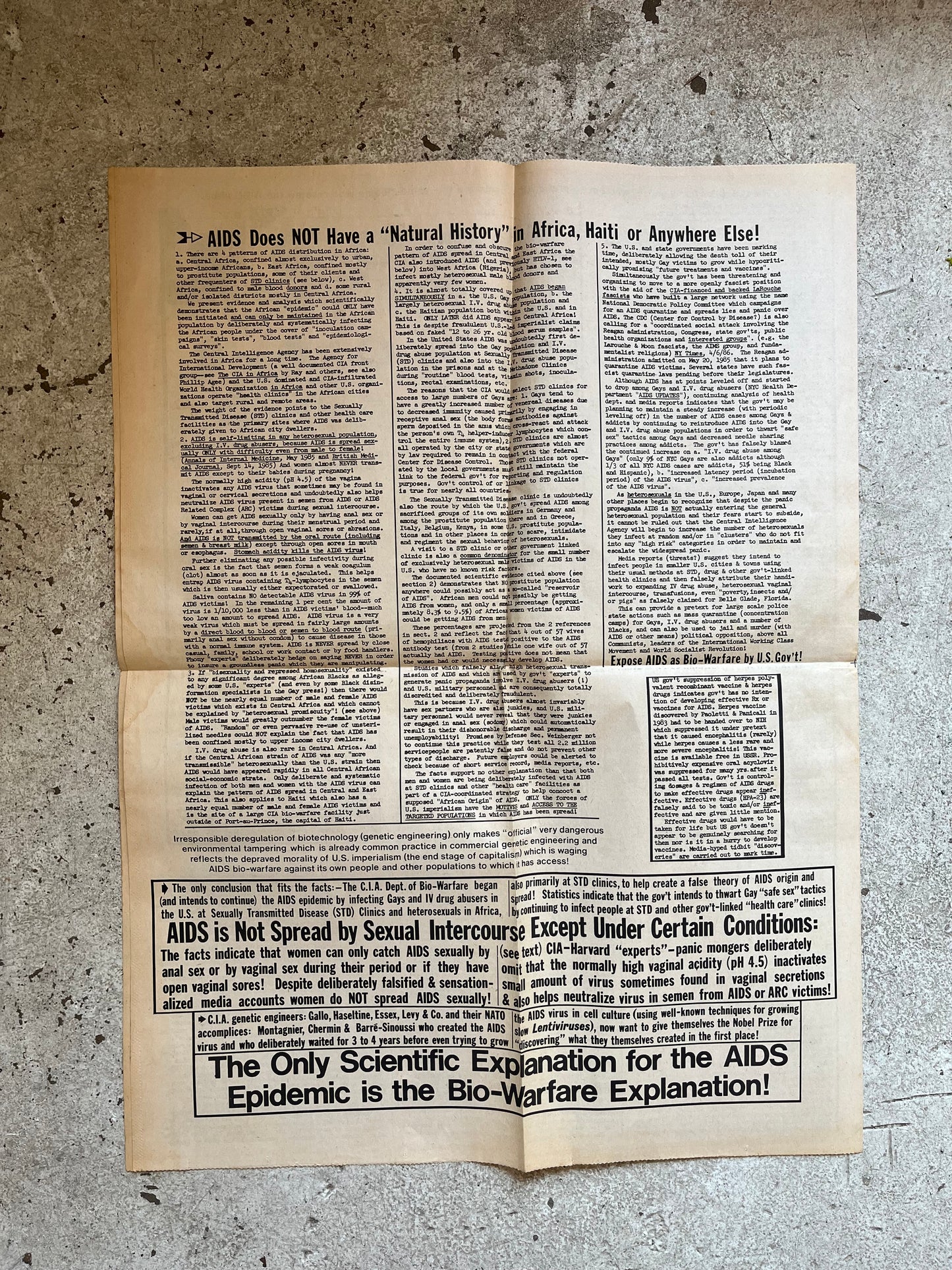 Anti-Government AIDS Paranoia Newspaper, 1986