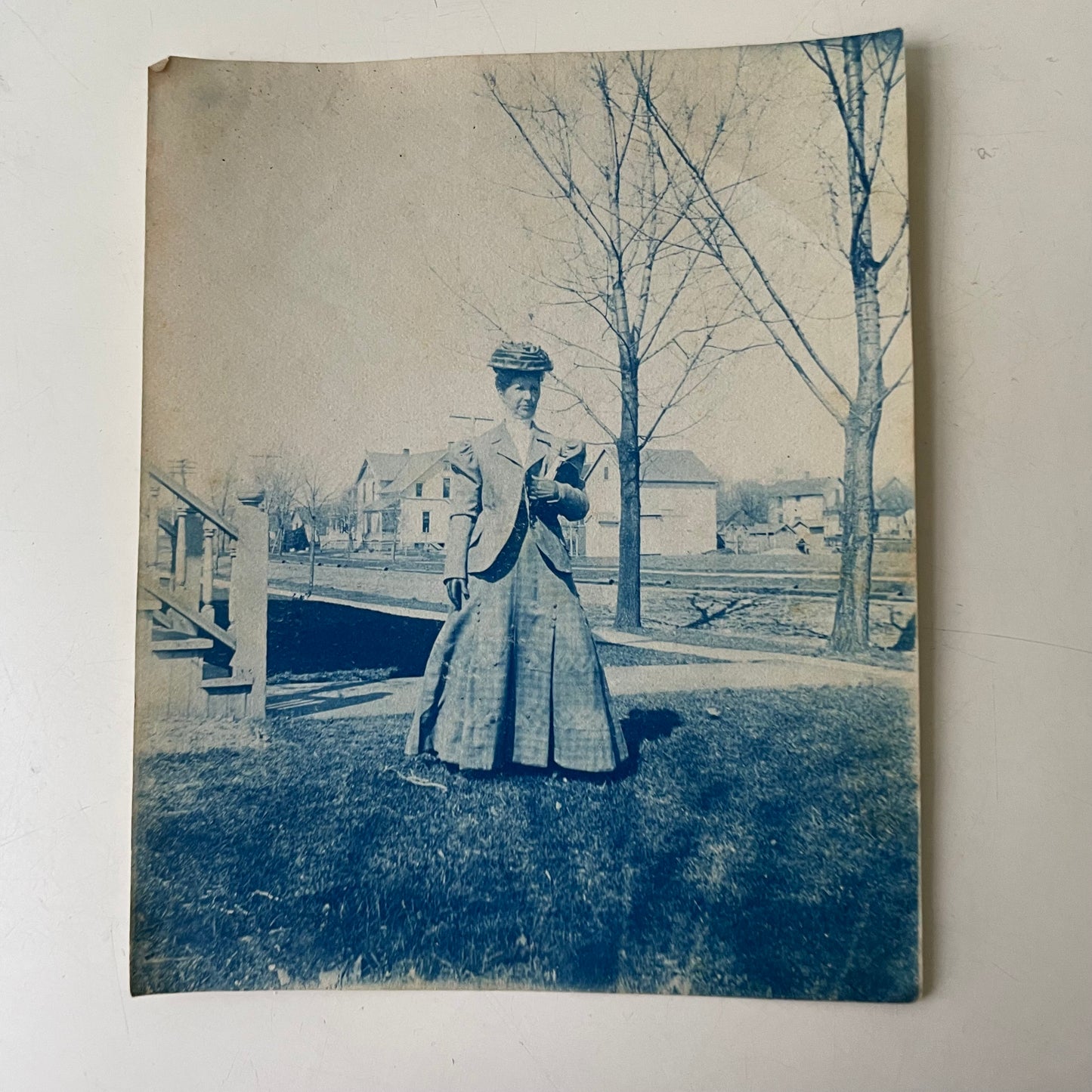 Victorian Woman in Large Dress, Cyanotype, 1880s