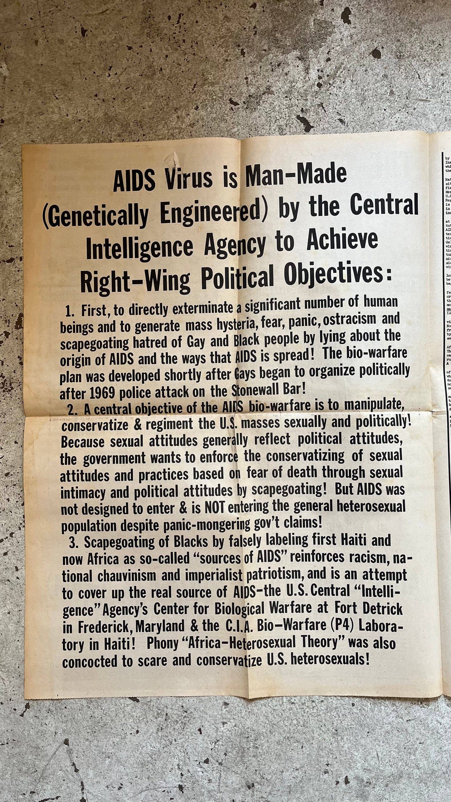 Anti-Government AIDS Paranoia Newspaper, 1986