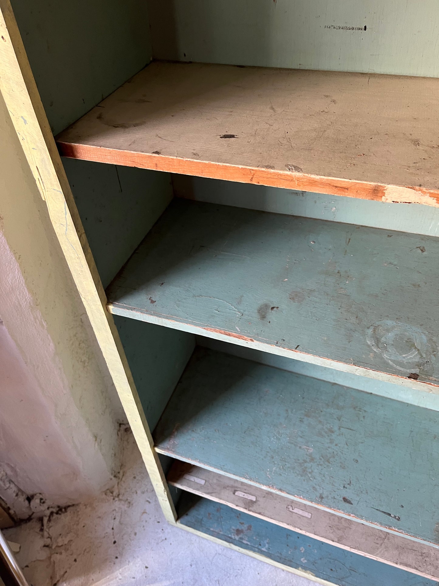 Two Tone Green Plywood Shelf, 1960s