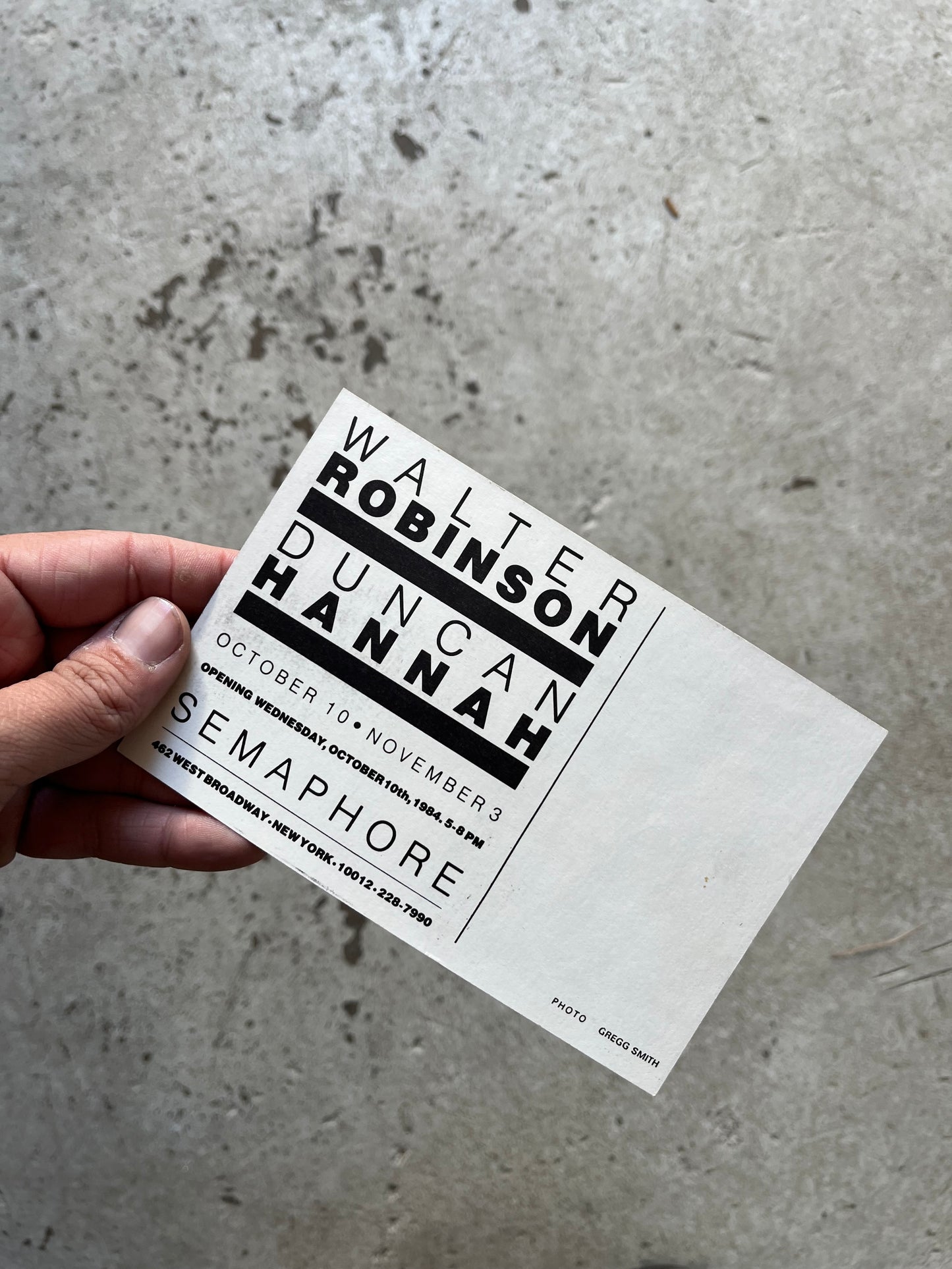 Walter Robinson + Duncan Hannah Exhibit Invite, 1984