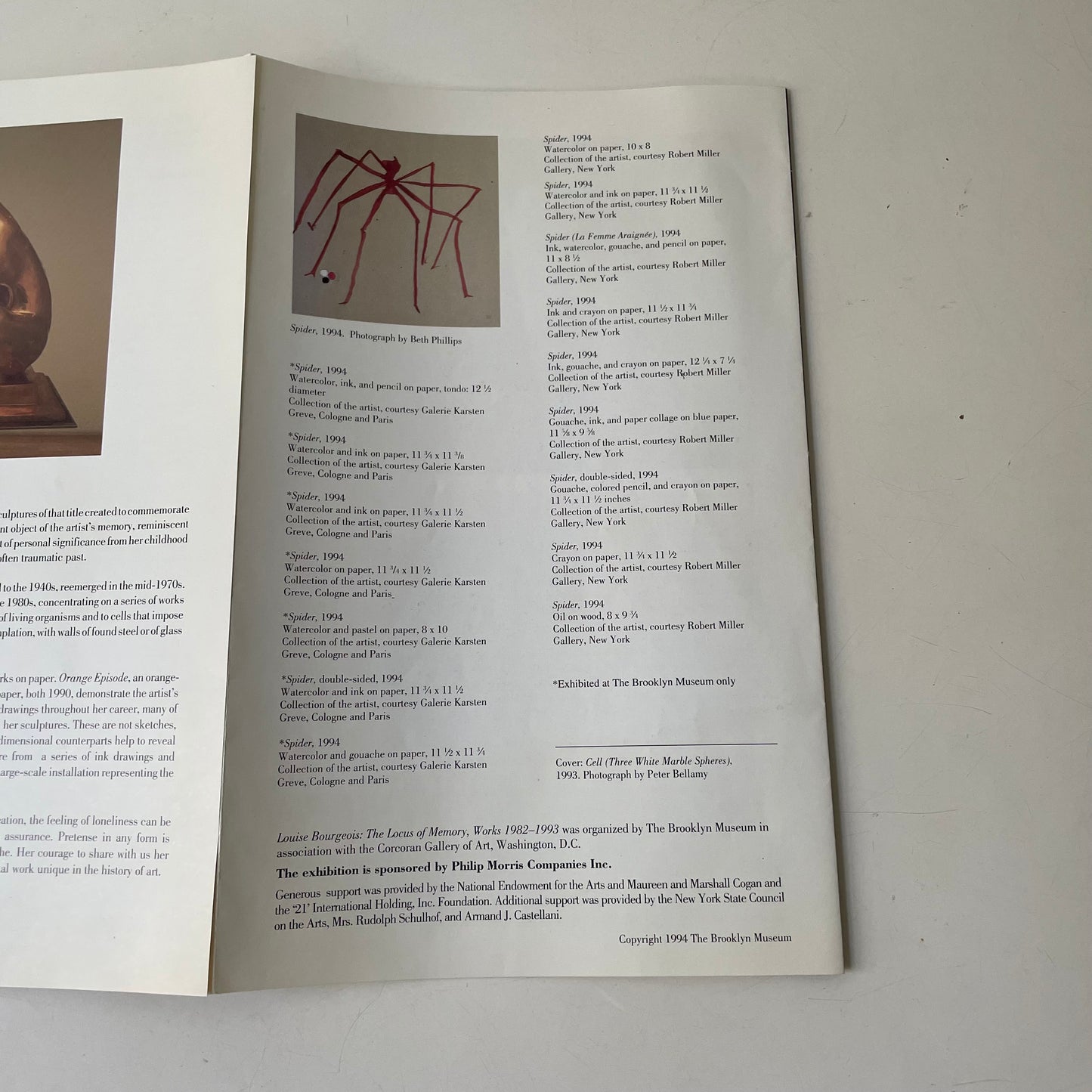 Louise Bourgeois, Locus of Memory Brochure, Brooklyn Museum 1994