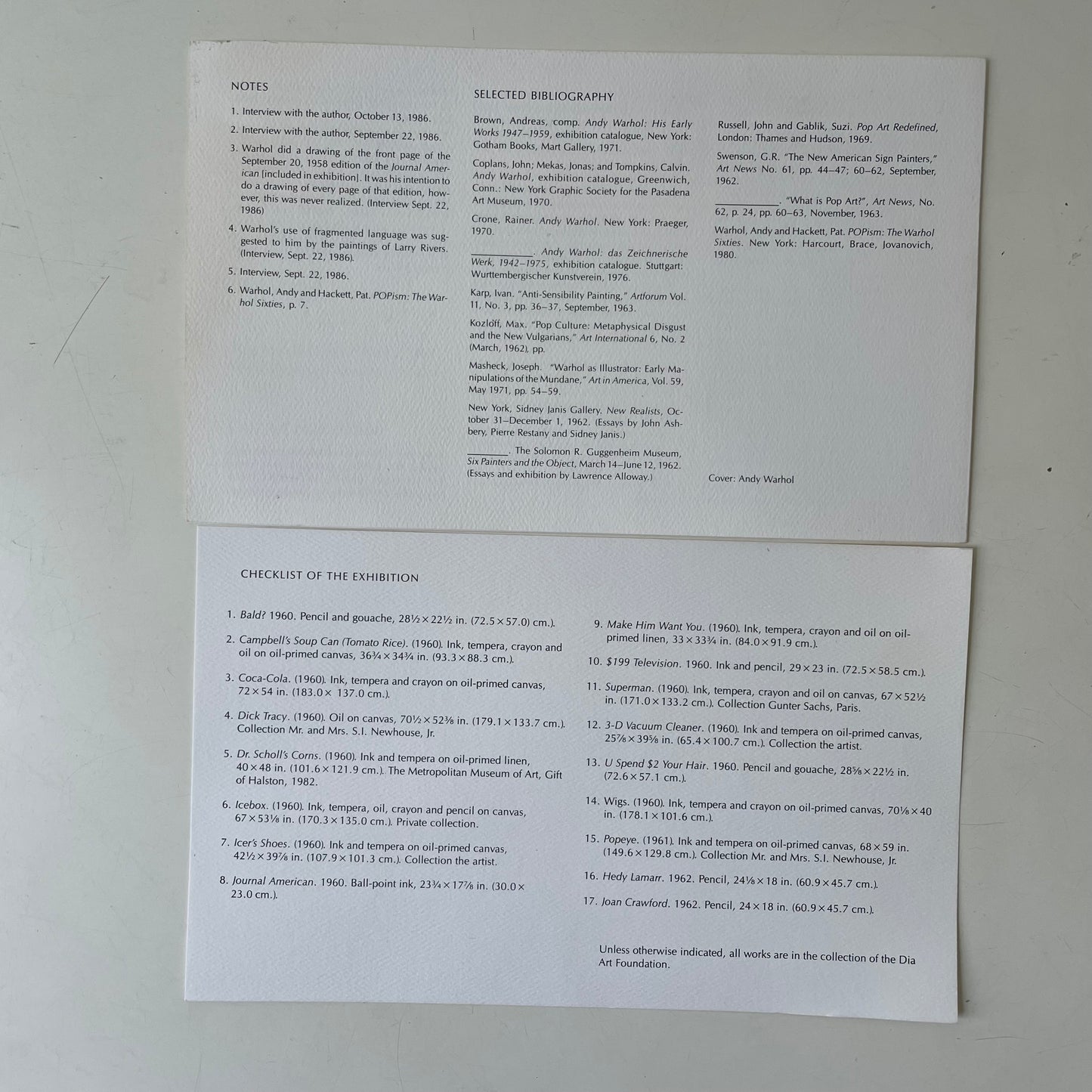 Andy Warhol at DIA Exhibit Catalog, 1987