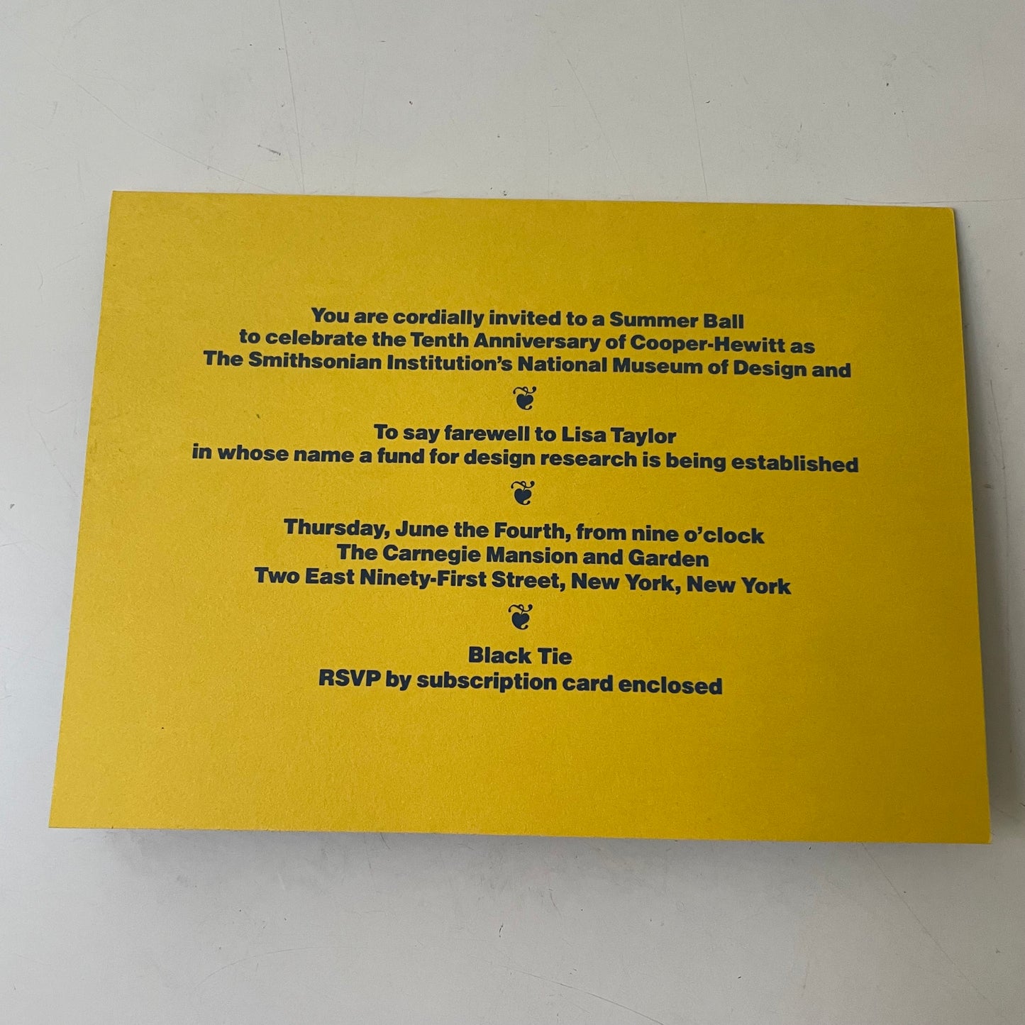 Cooper Hewitt Summer Ball Invite, 1980s