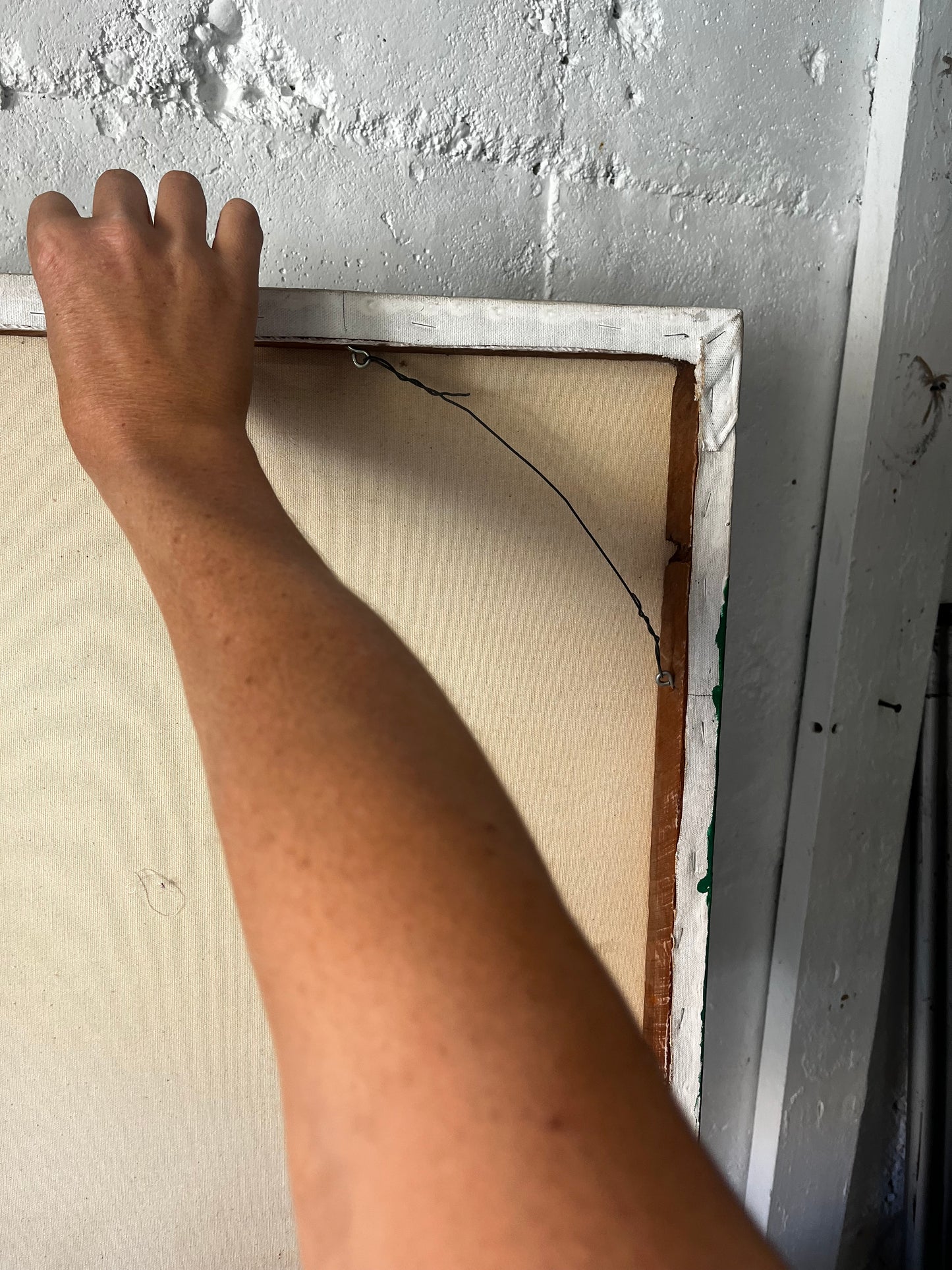 Green and White Hard Edge Painting, 1976