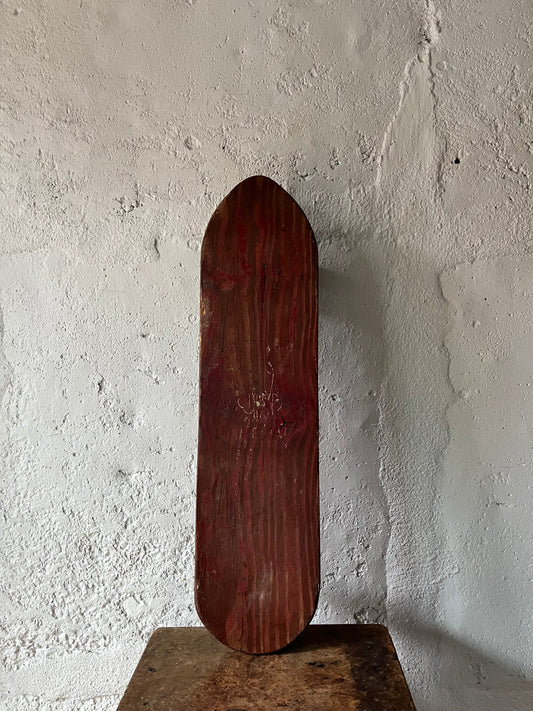 Homemade Skateboard with Yellow Wheels, 1960s