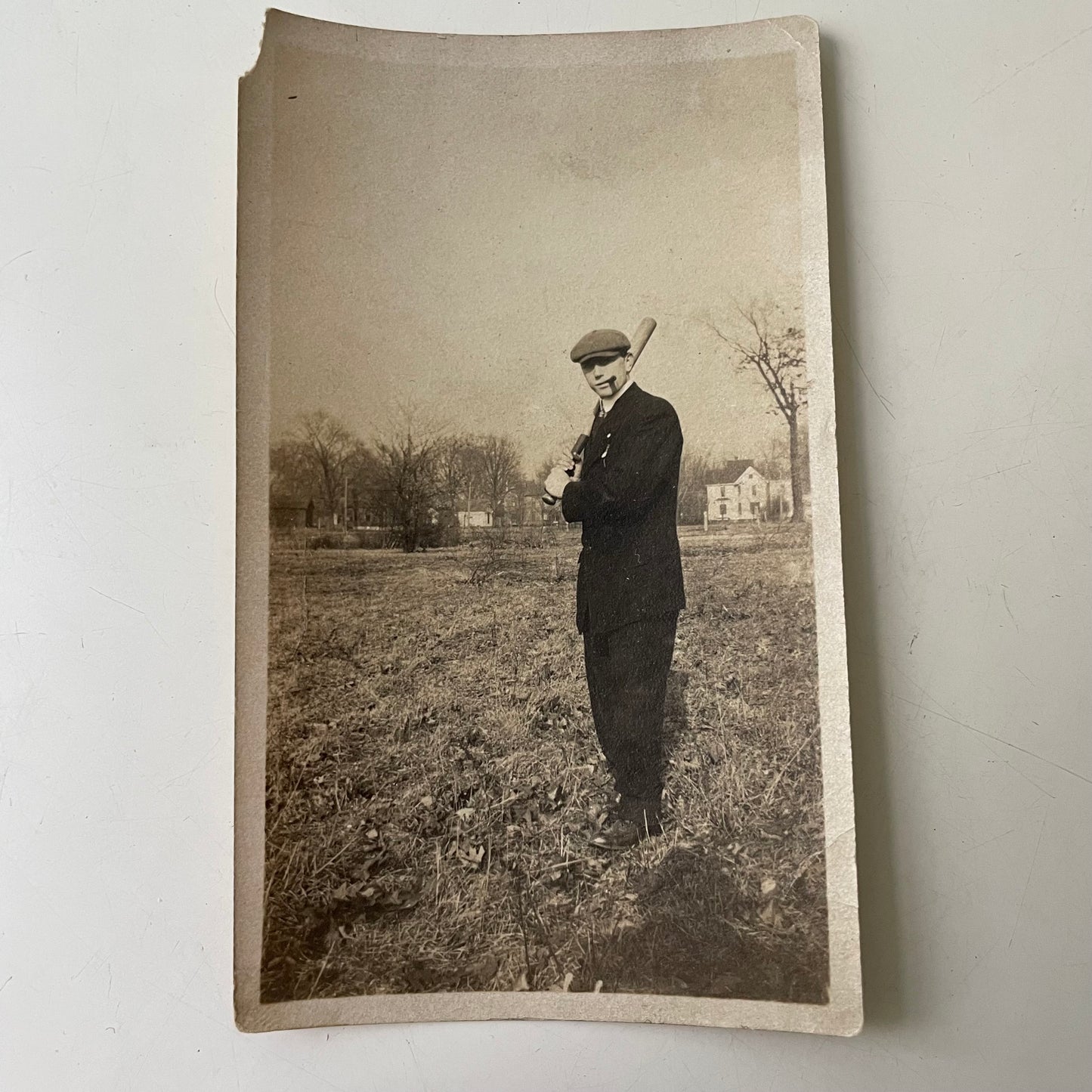 Man With Cigar and Baseball Bat, Snapshot, 1910/20