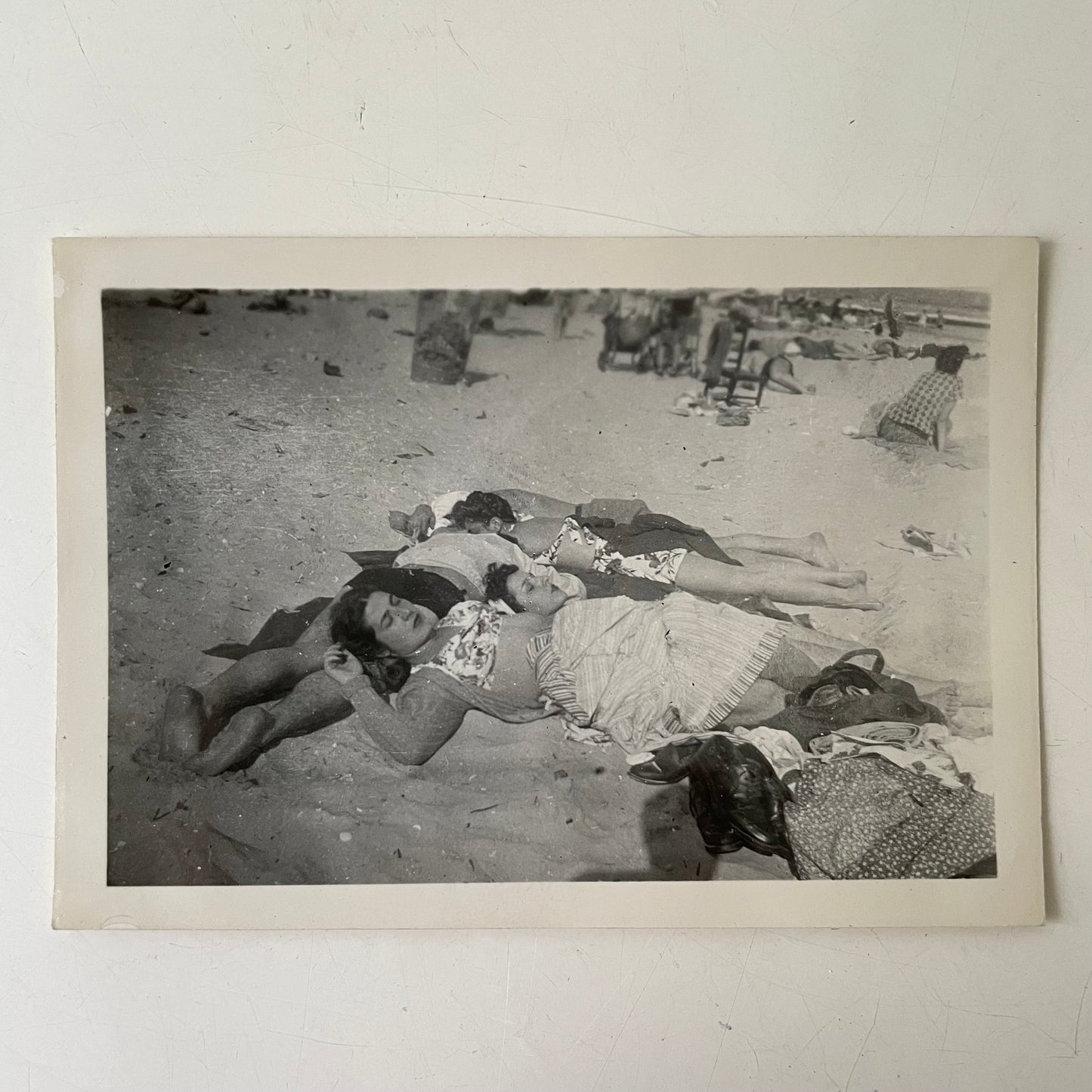 Pile of Beach Nappers, Snapshot, 1940s
