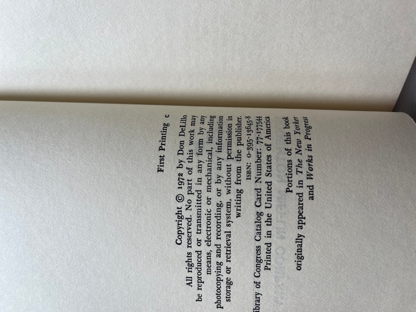 End Zone, Don Delillo, First Edition, 1972