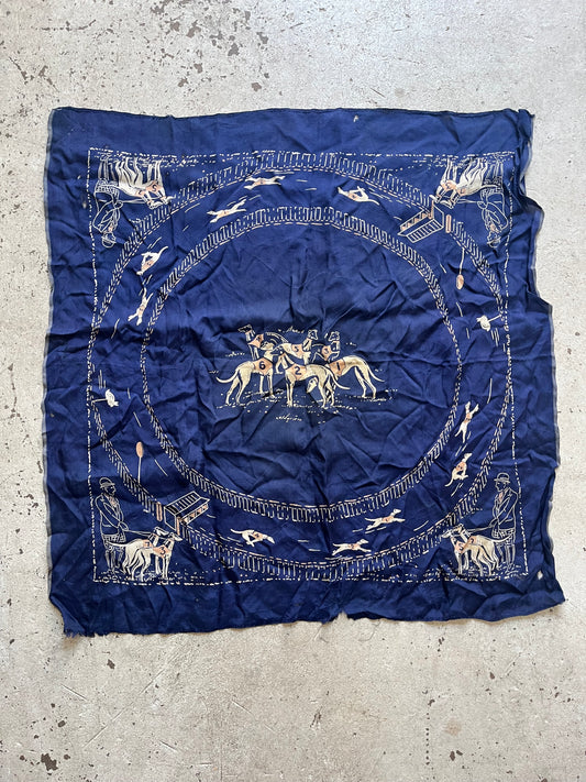 Art Deco Greyhound Racing Scarf, 1930s