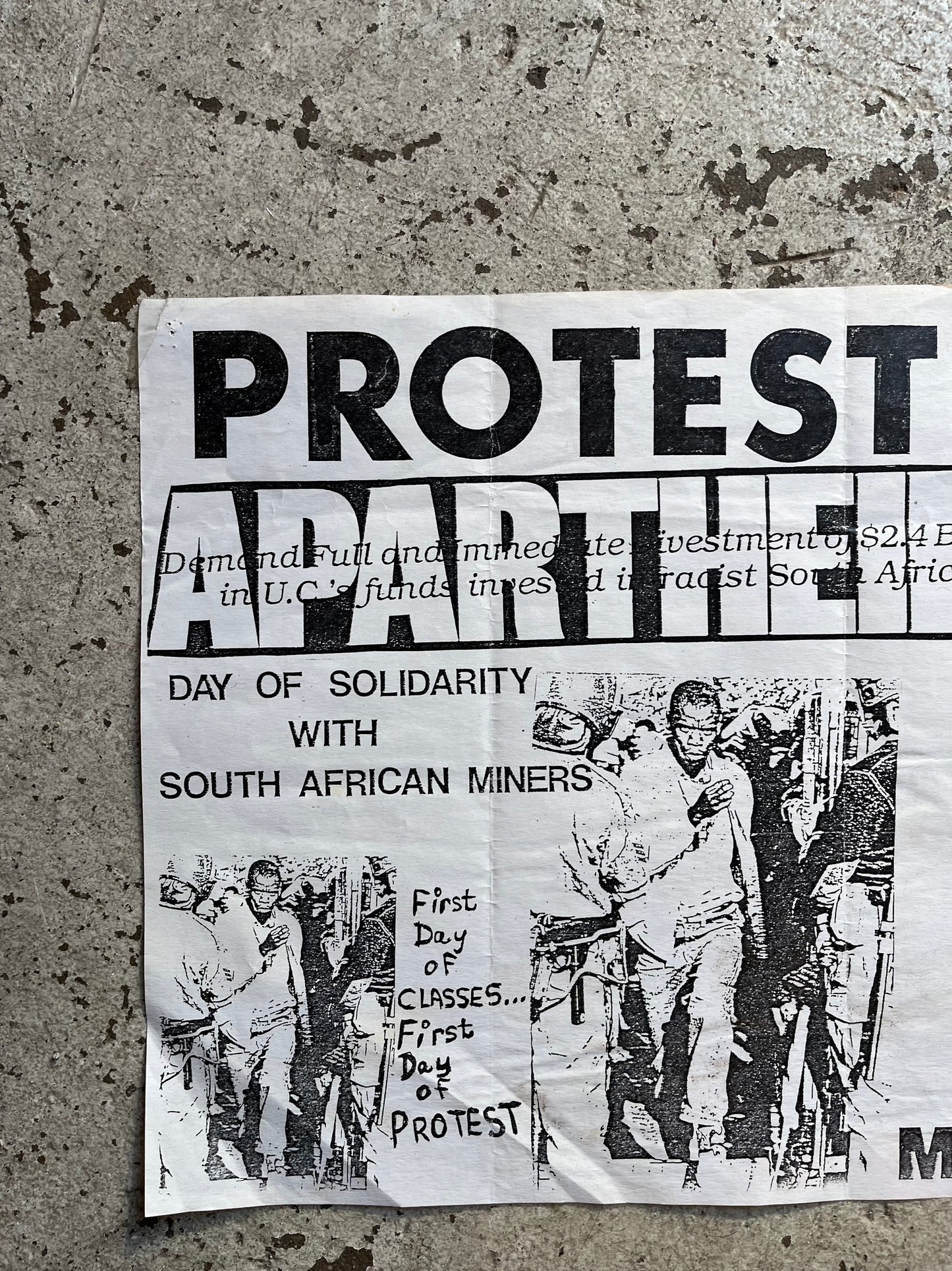 Anti-Apartheid Protest Flyer, UC Berkeley, 1985