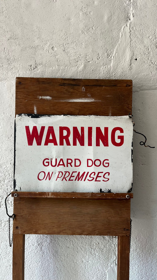 Warning Guard Dog, Handpainted Sign, 1980s