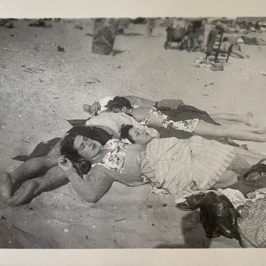 Pile of Beach Nappers, Snapshot, 1940s