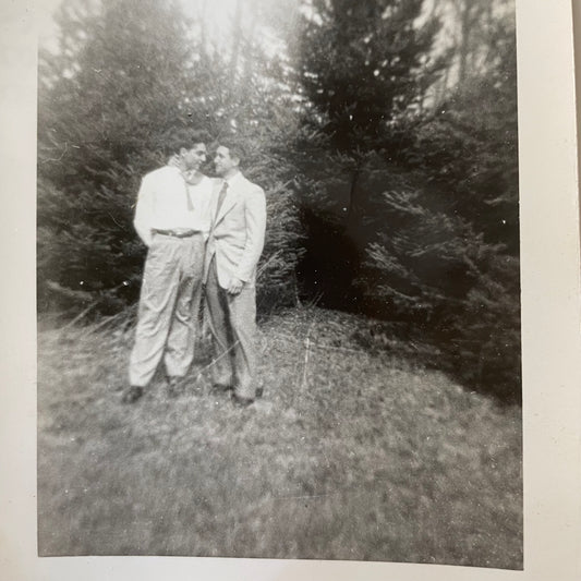 Young Men Sharing Romantic Moment, Snapshot, 1930s