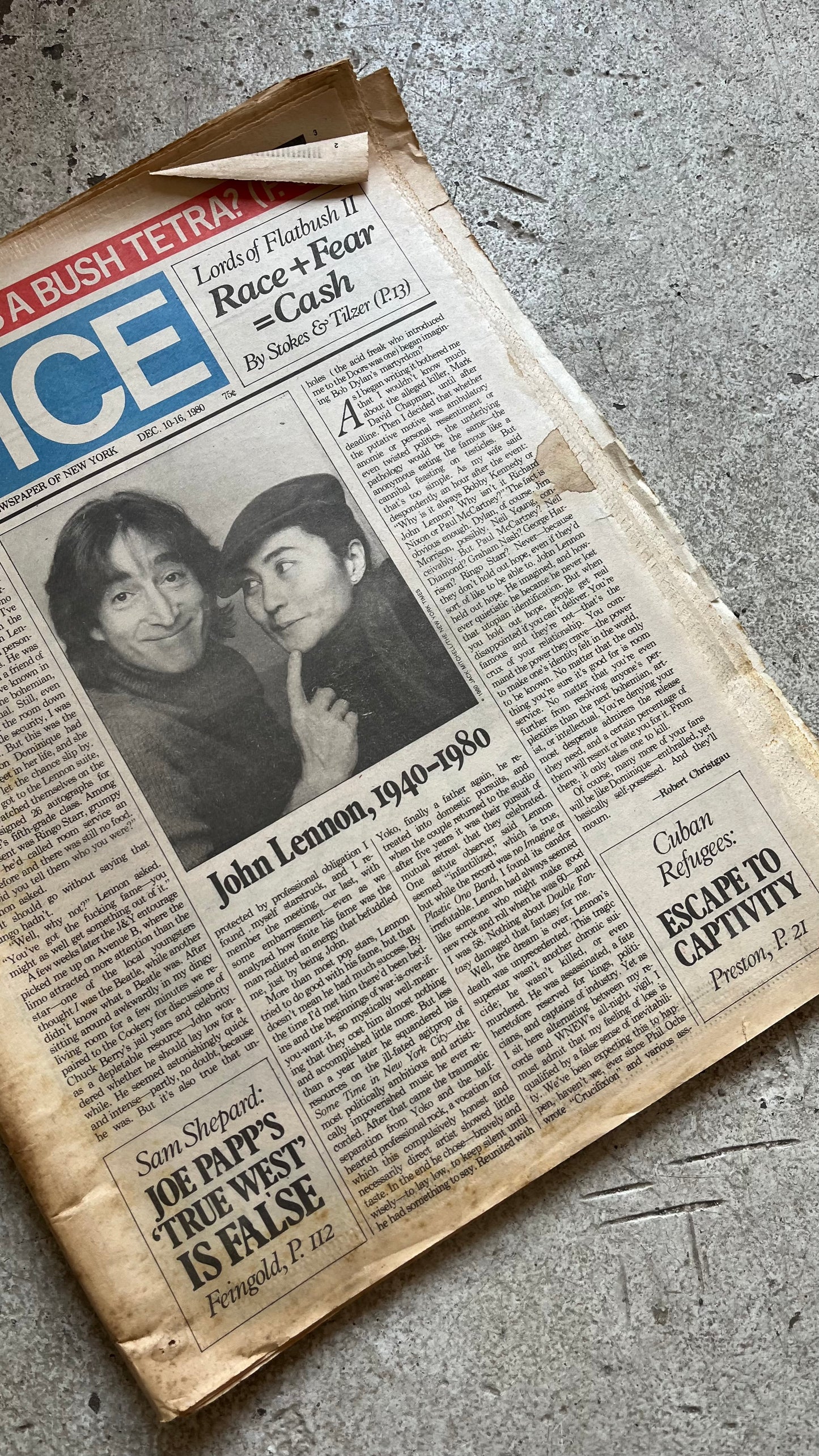 Village Voice, John Lennon Death, 1980