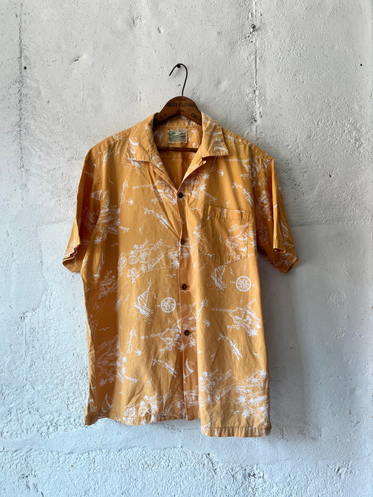 Hawaiian Map Print, Sz L, 1960s