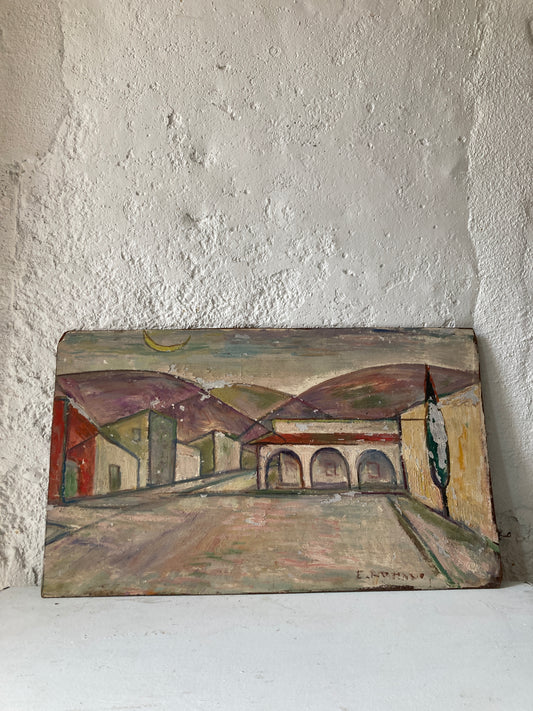 'Plaza in Hot Springs, N. Mexico' by Emanuel Romano, 1951