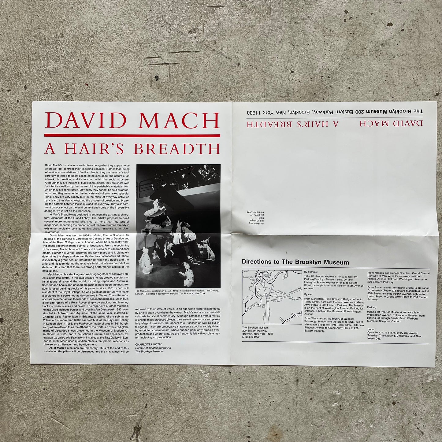 Brooklyn Museum Poster Invite, David Mach, 1989