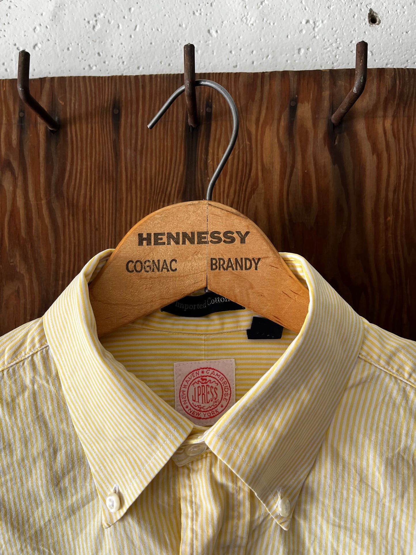 J Press Yellow + White Stripe, Sz M/L, 1990s
