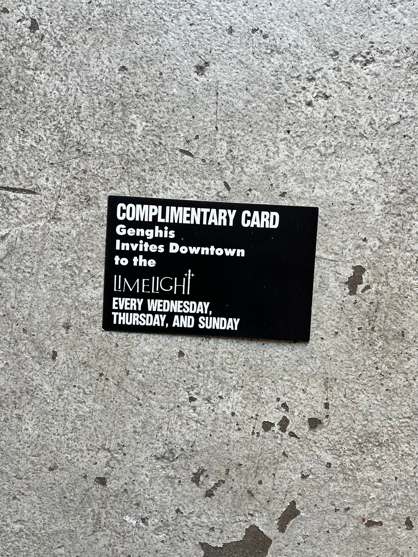 Limelight Admission Card, 1980s