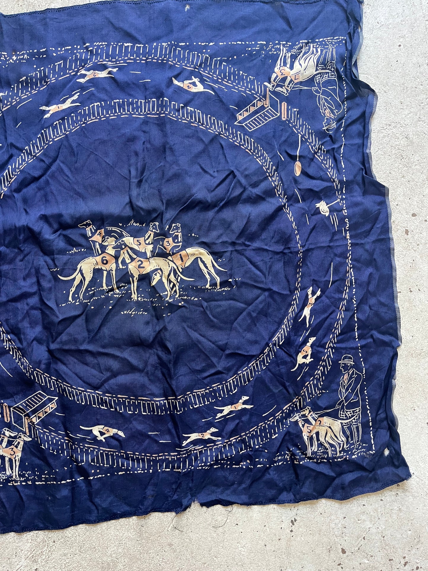 Art Deco Greyhound Racing Scarf, 1930s