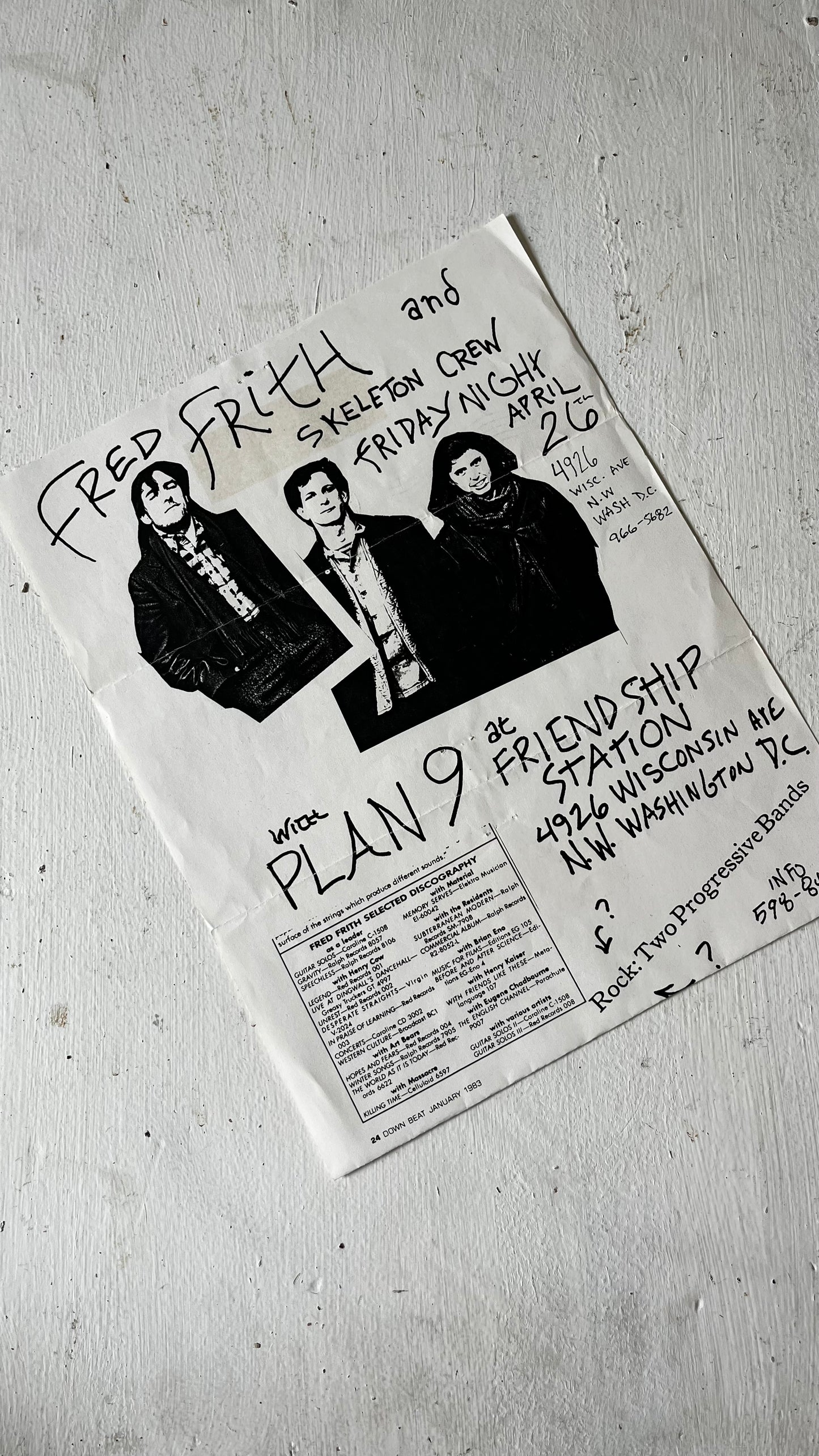 Fred Frith (Henry Cow), Skeleton Crew, Flyer 1983