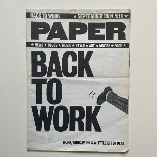 Paper “Back to Work”, September 1984