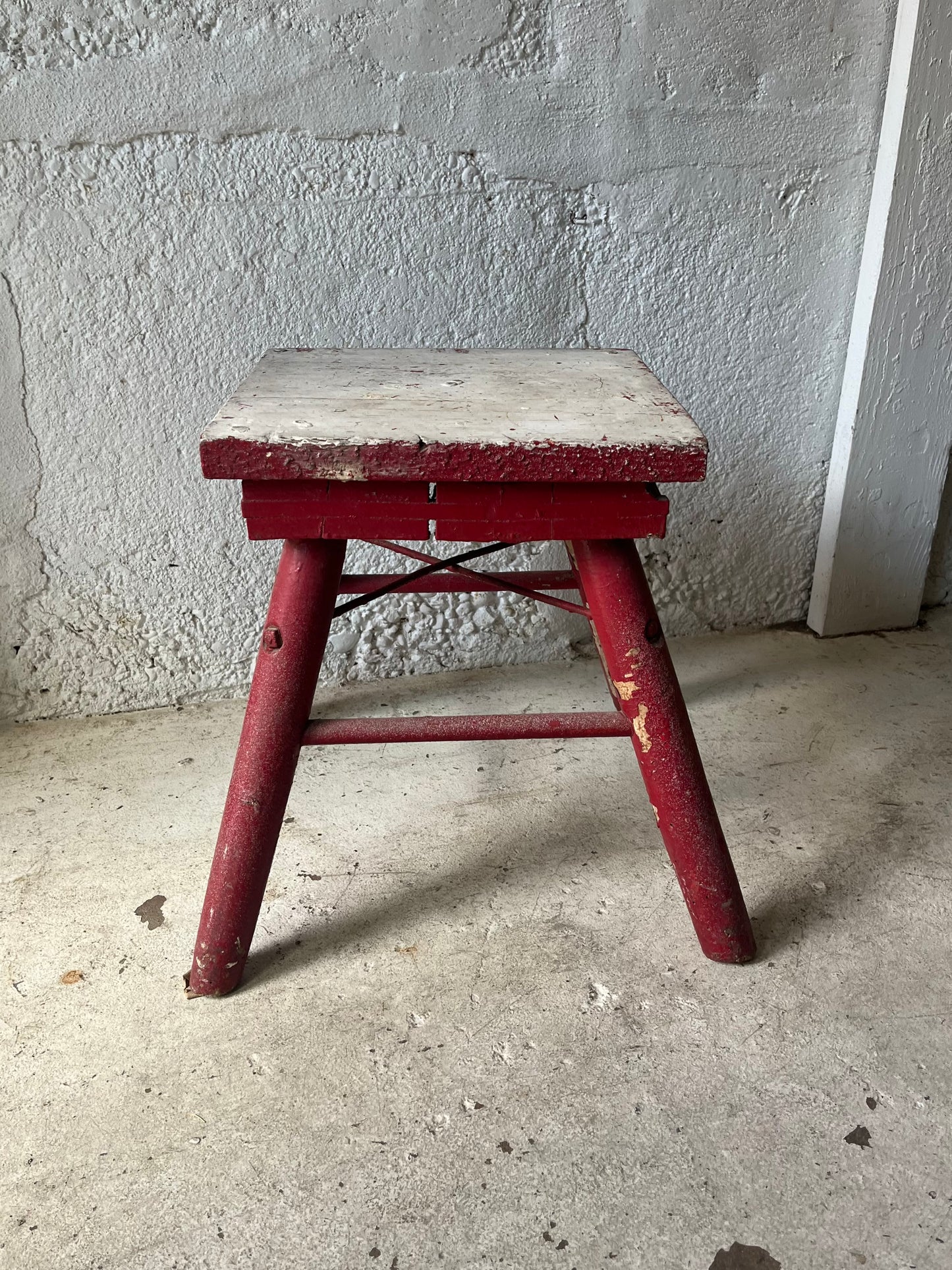 Red + White Camp Stool, 1930s