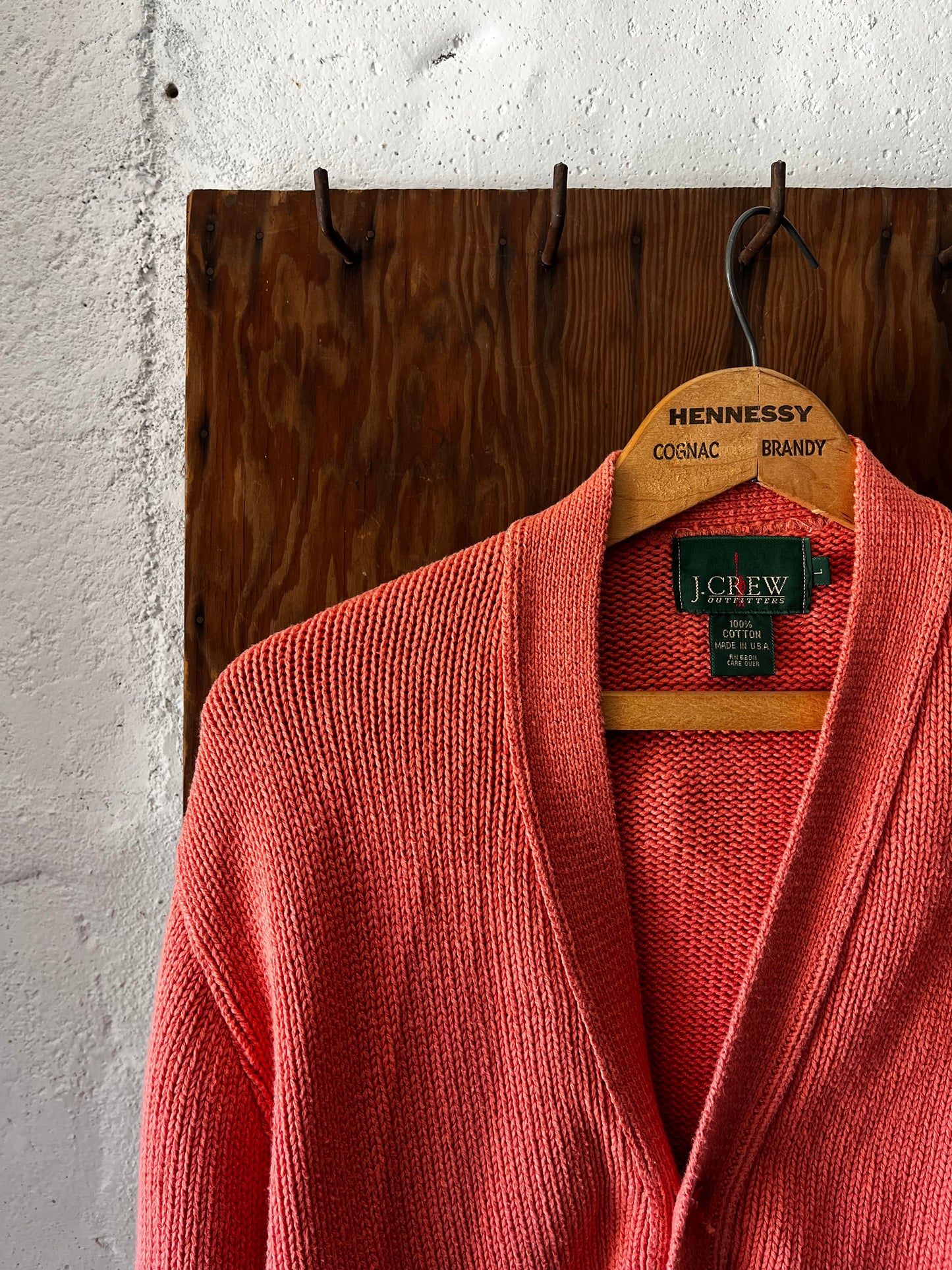 J Crew Salmon Chunky Knit Cardigan, Sz M/L, 1990s