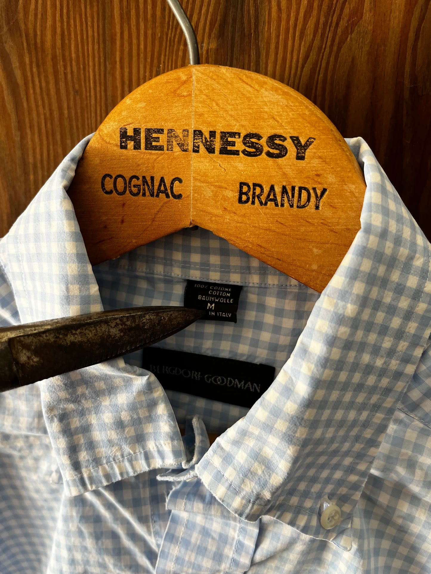 Bergdorf Goodman Blue Gingham, Sz L, 1990s