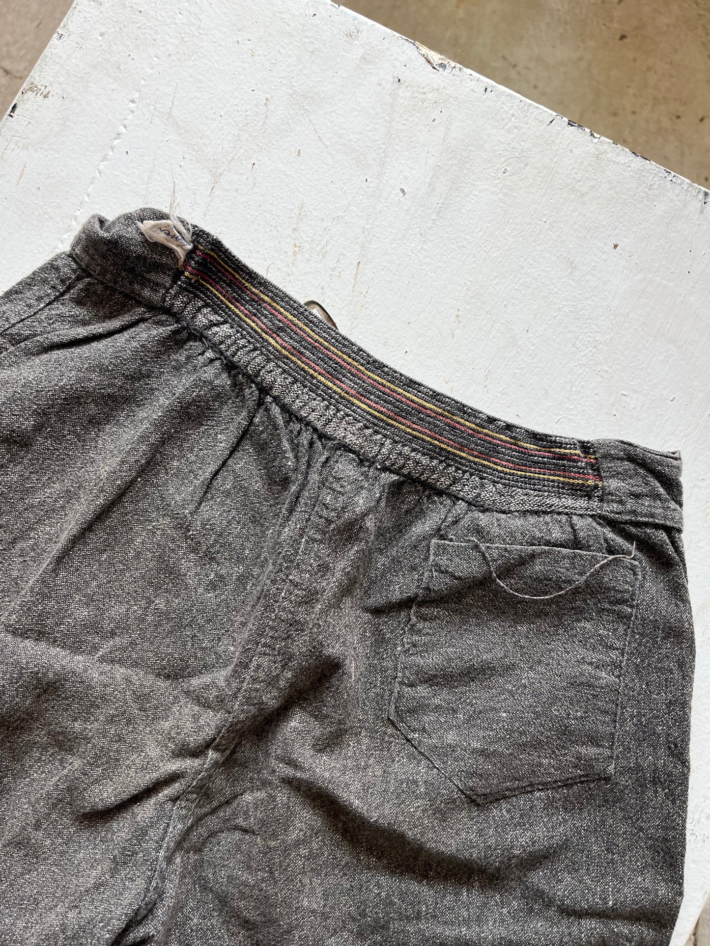 Salt and Pepper Gym Shorts, 23" W , 1930s