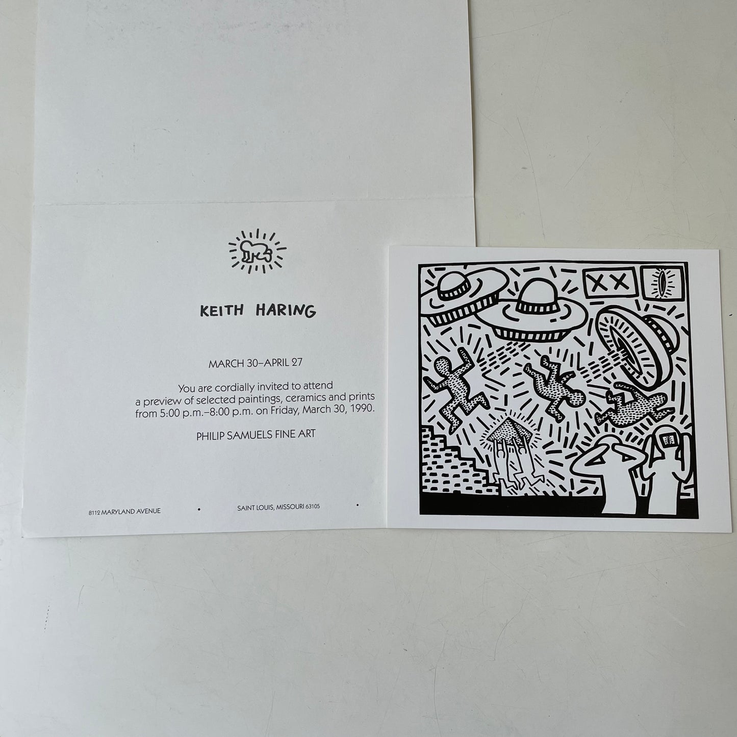 Keith Haring, Philip Samuels Invite, 1990