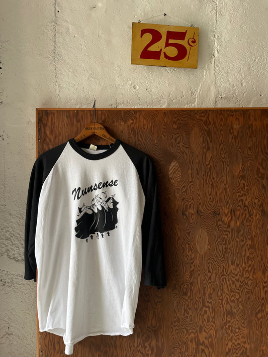 Nunsense/Broadway Show League Baseball Shirt, Size L, 1990s
