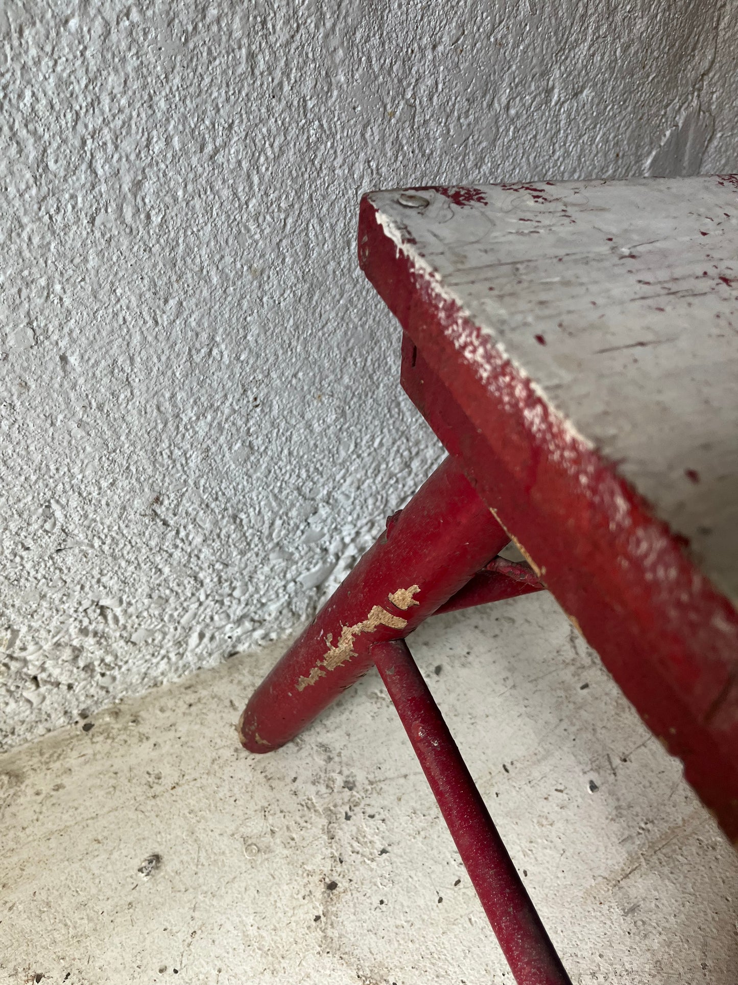Red + White Camp Stool, 1930s