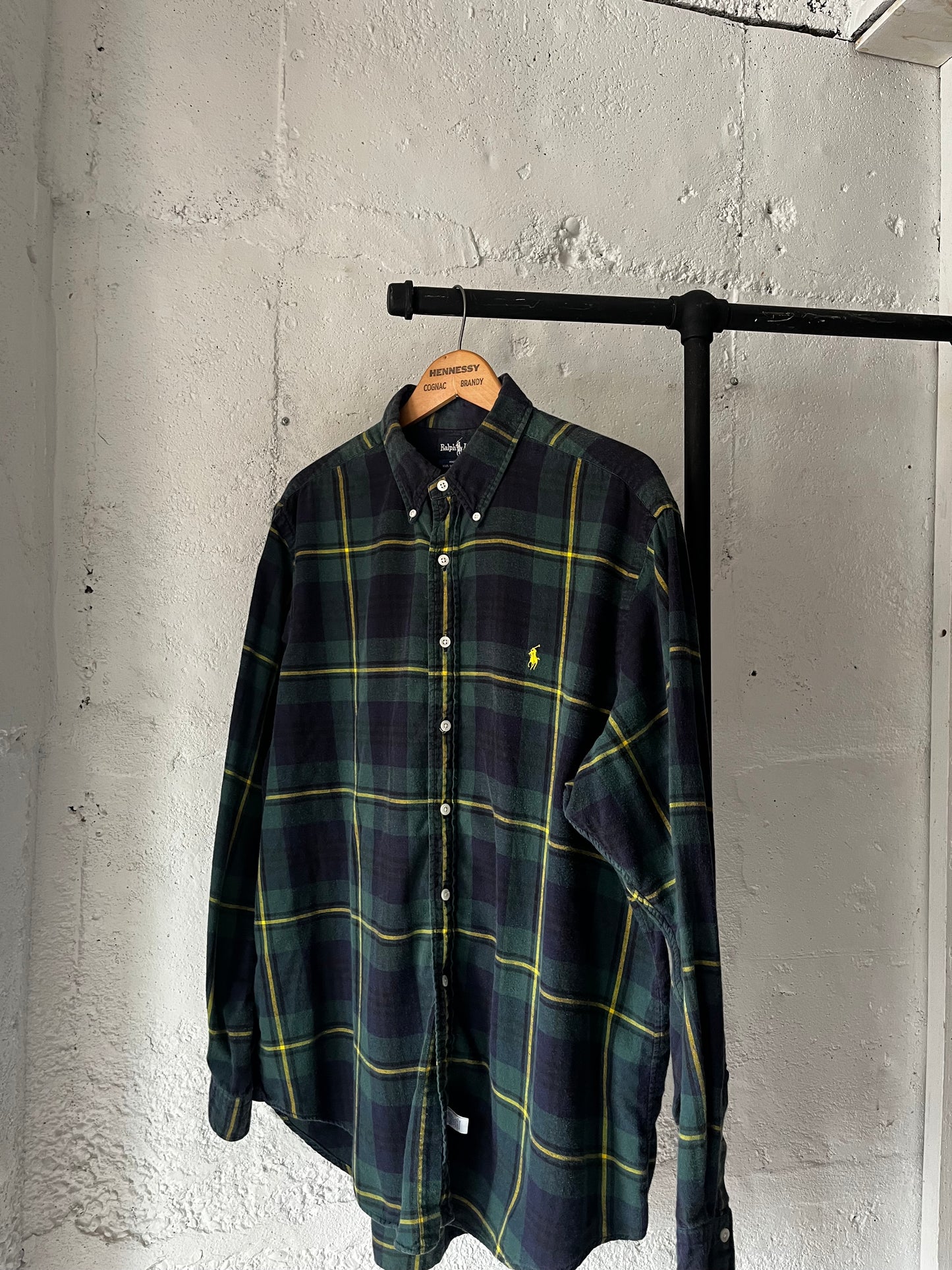 Polo Cotton Plaid (USA Made), Sz XL, 1980s