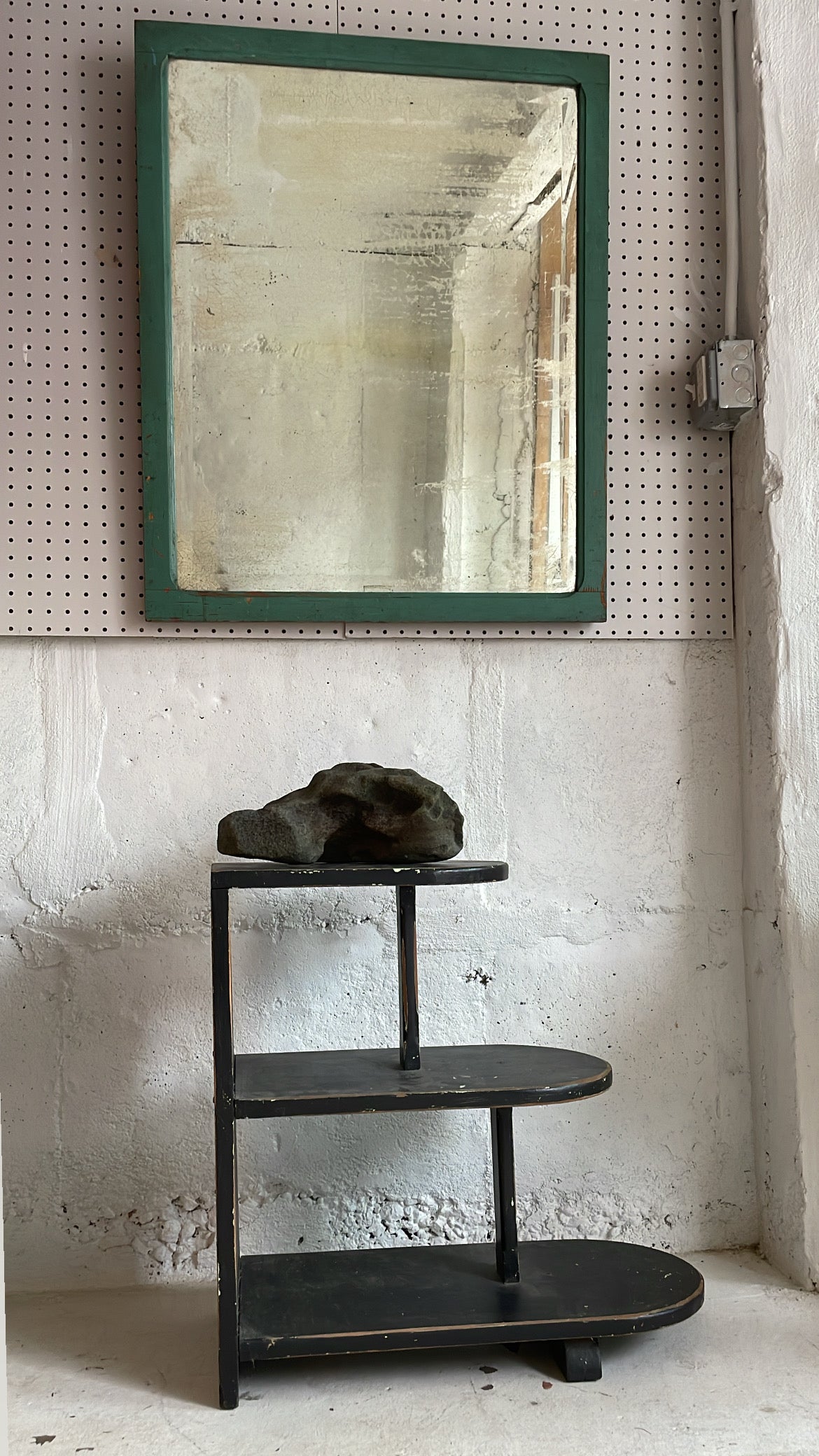 Weathered Mirror in Dark Seafoam, 1930s