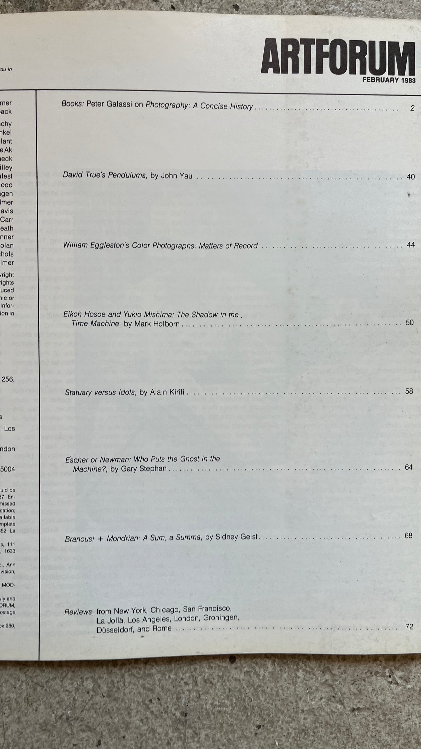 Artforum, February 1983 [William Eggleston Cover]