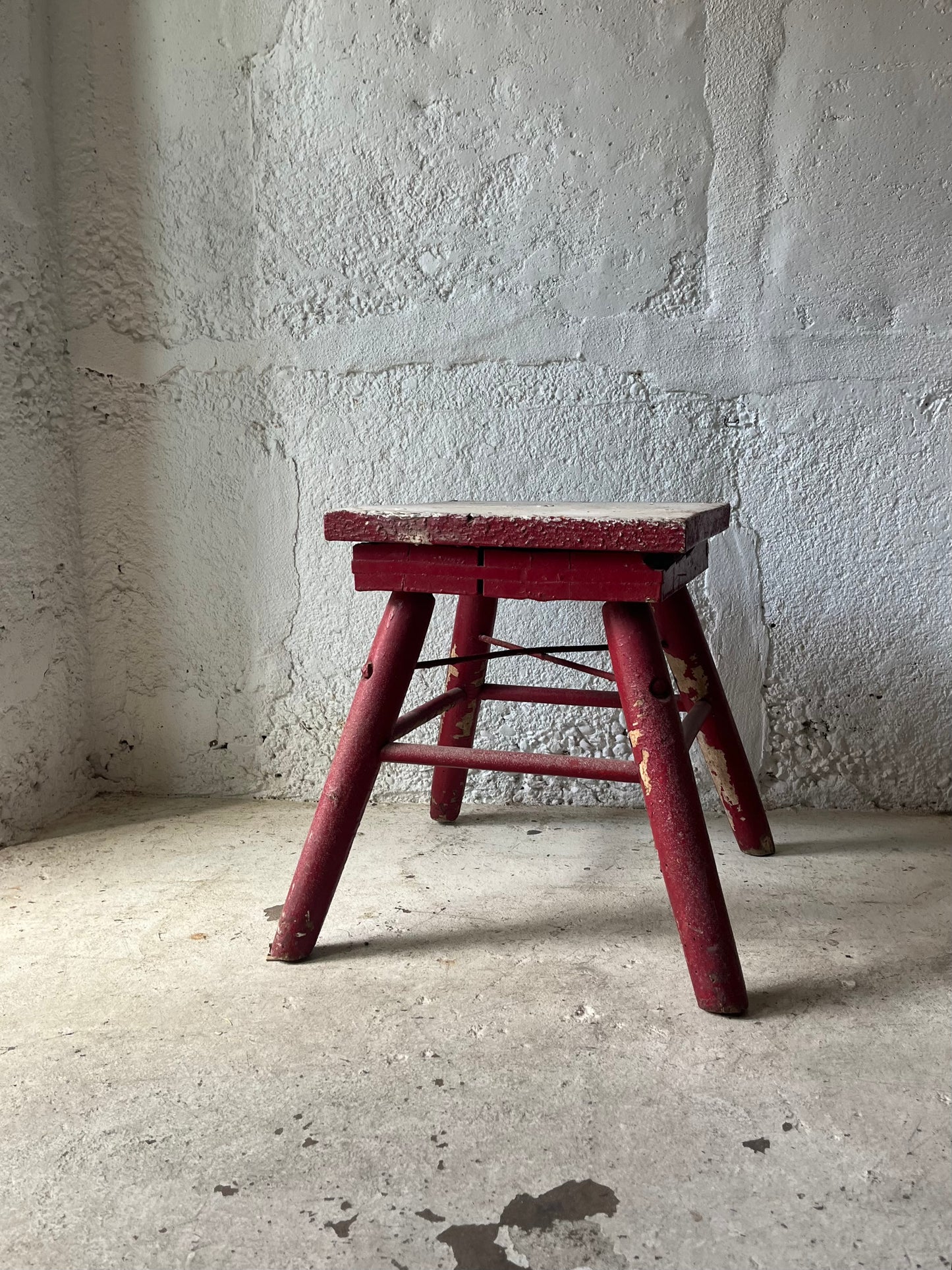 Red + White Camp Stool, 1930s