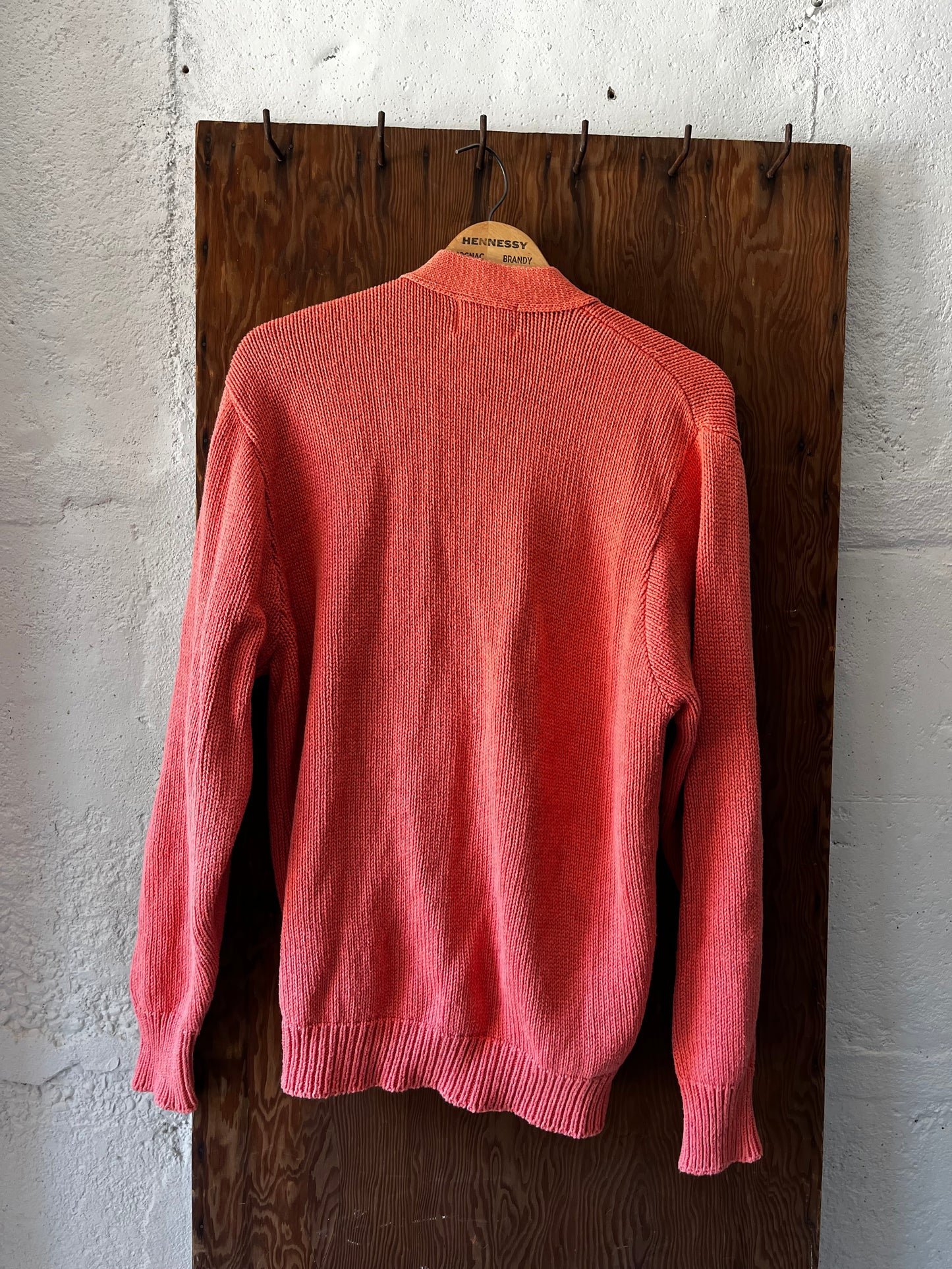 J Crew Salmon Chunky Knit Cardigan, Sz M/L, 1990s