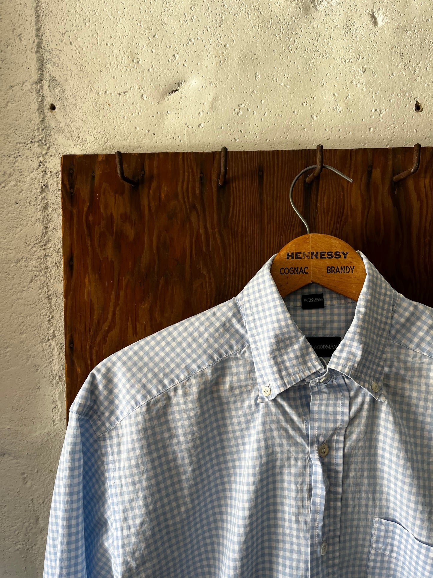 Bergdorf Goodman Blue Gingham, Sz L, 1990s