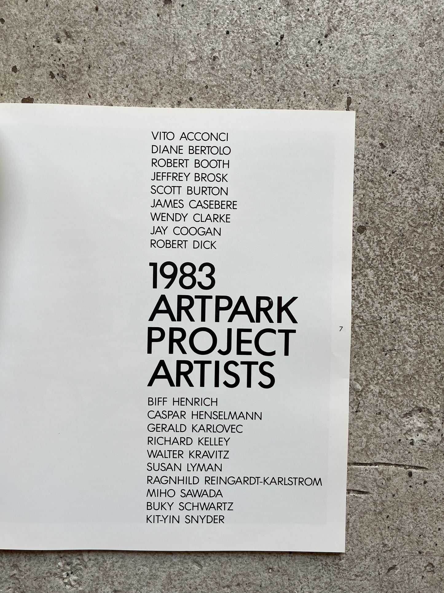 ArtPark 1983 [Vito Acconci Cover, Scott Burton]