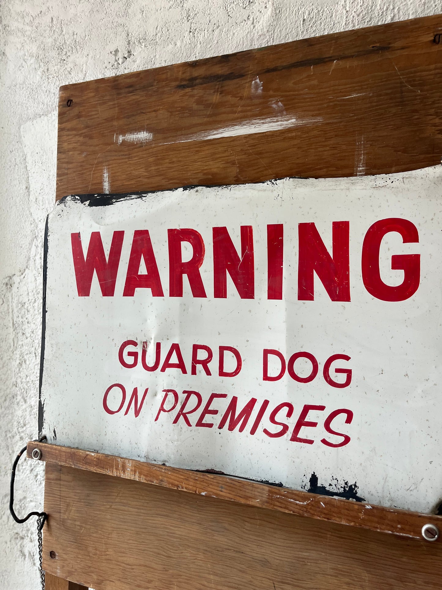Warning Guard Dog, Handpainted Sign, 1980s