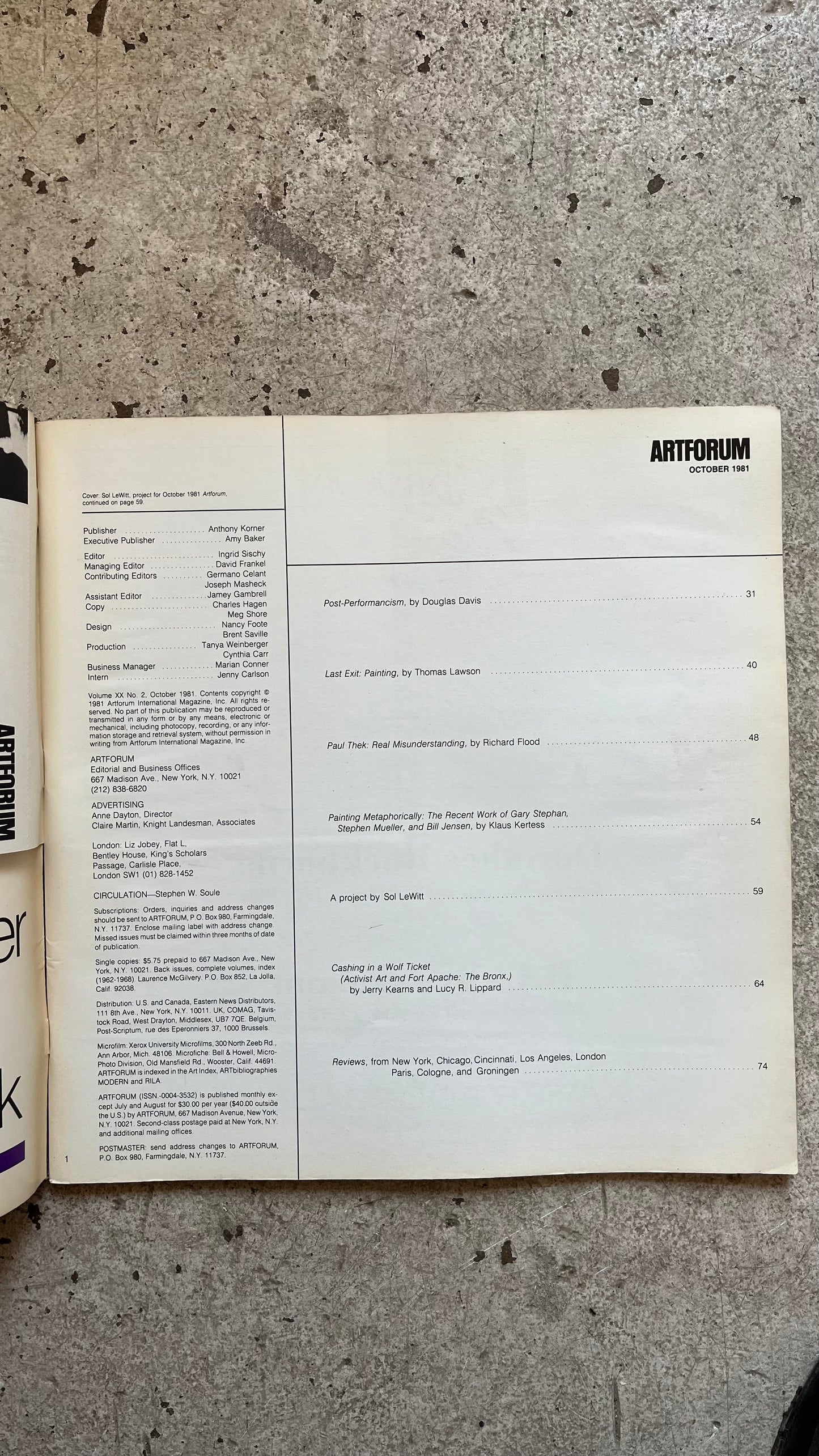 Artforum, October 1981 [Sol Lewitt Cover]