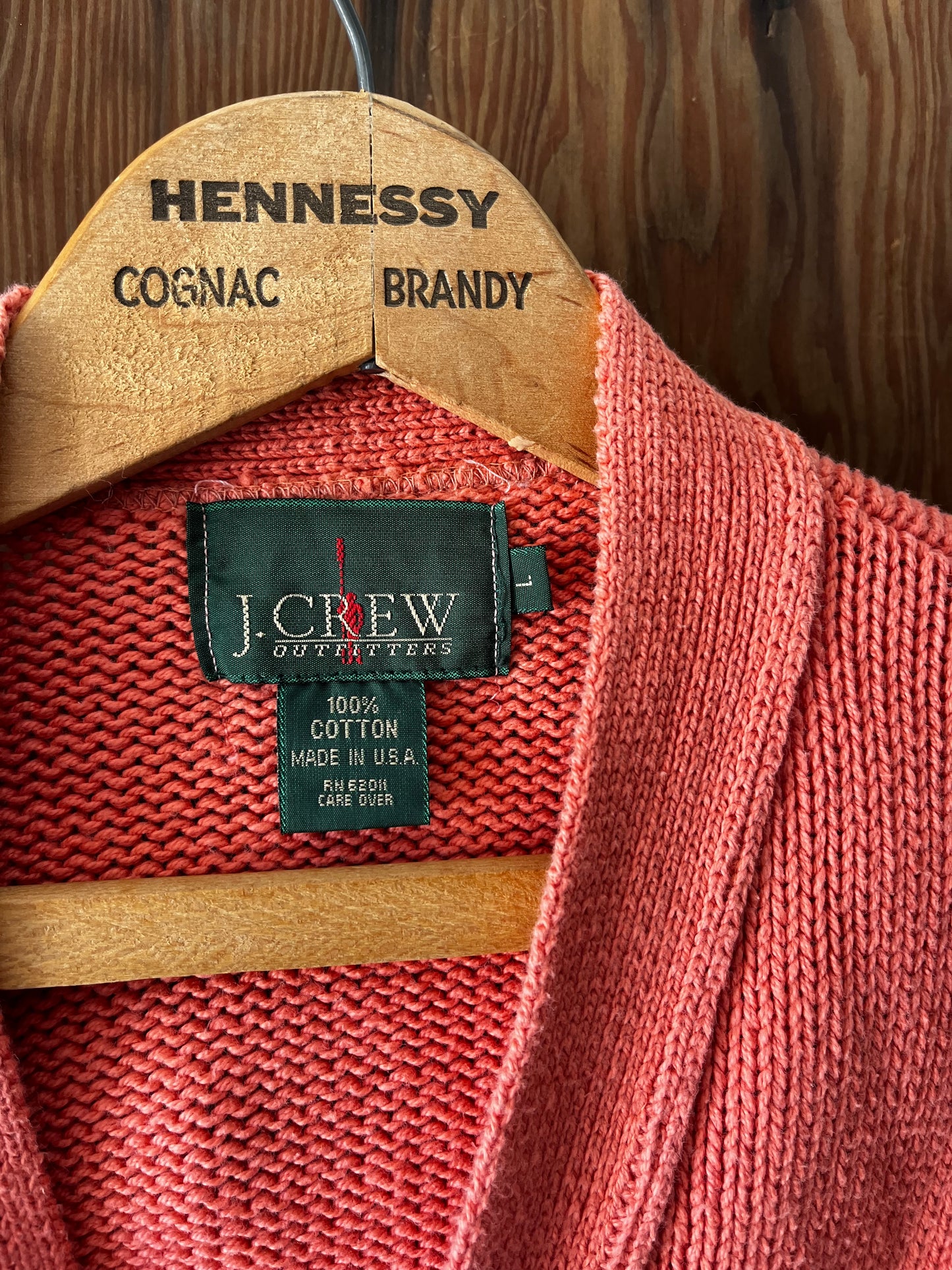 J Crew Salmon Chunky Knit Cardigan, Sz M/L, 1990s