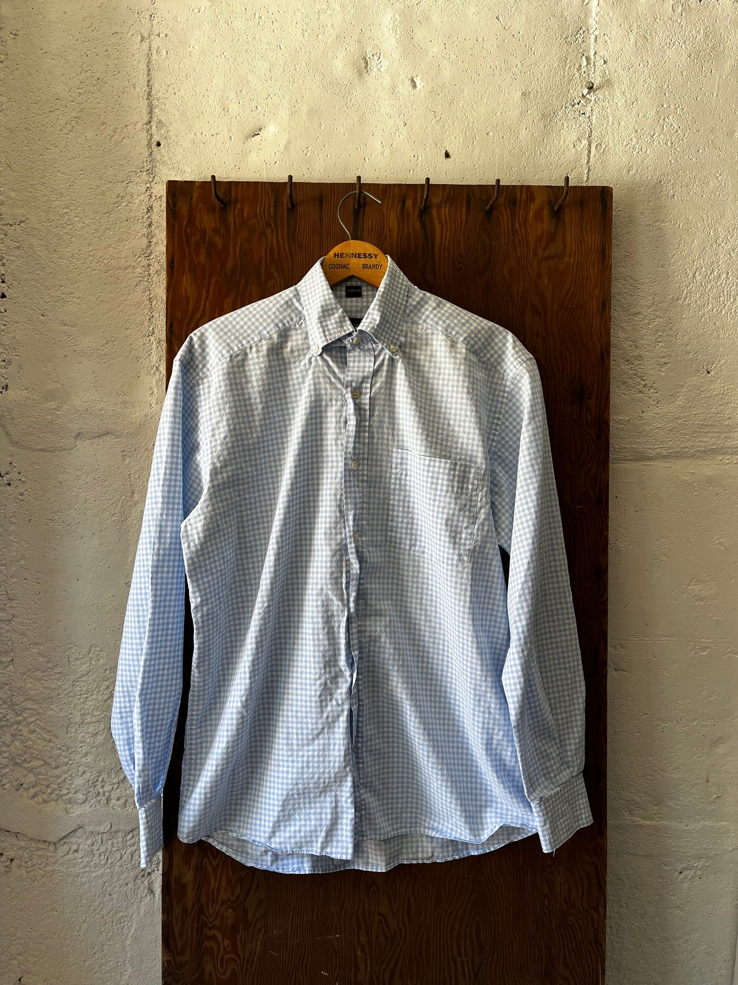 Bergdorf Goodman Blue Gingham, Sz L, 1990s