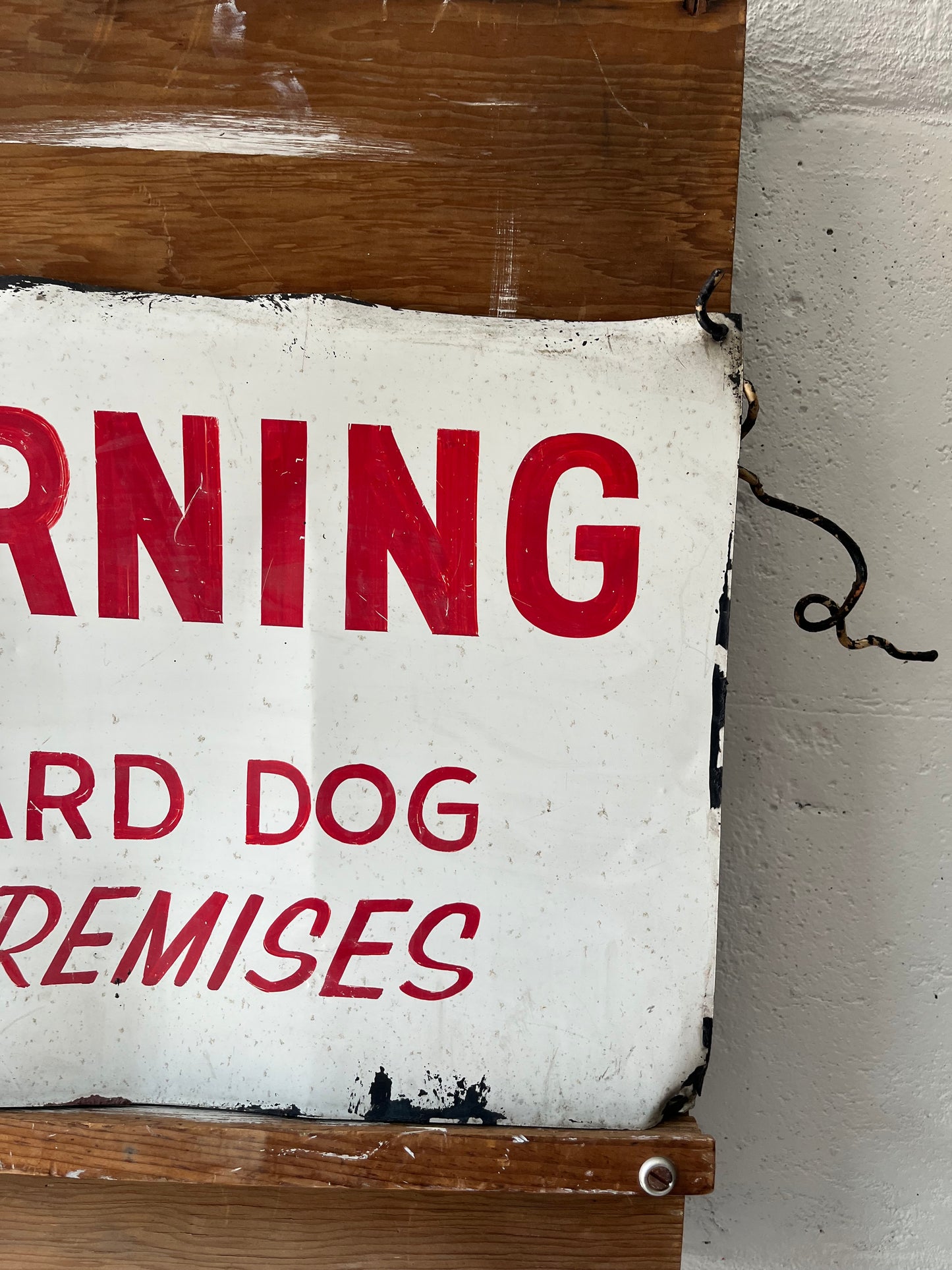 Warning Guard Dog, Handpainted Sign, 1980s