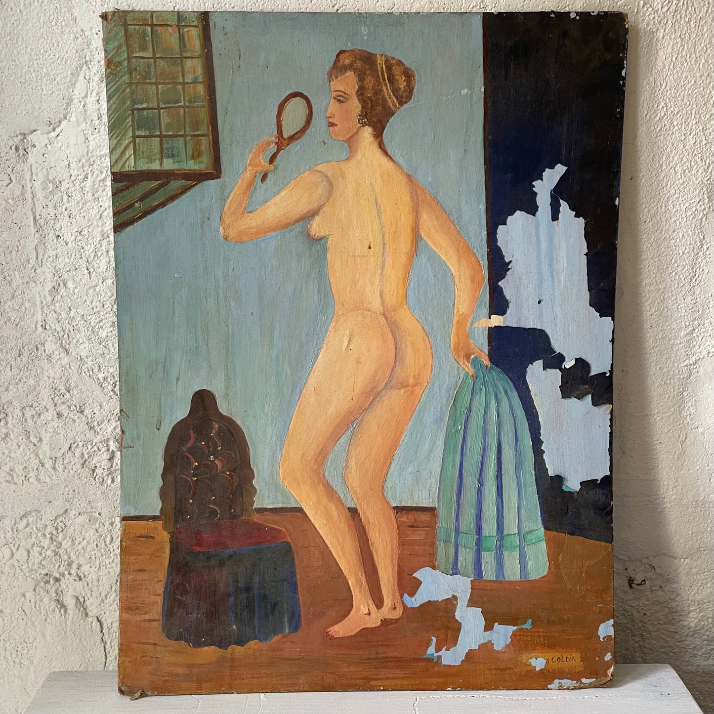 Nude in Blue Room Painting, 1940s/50s