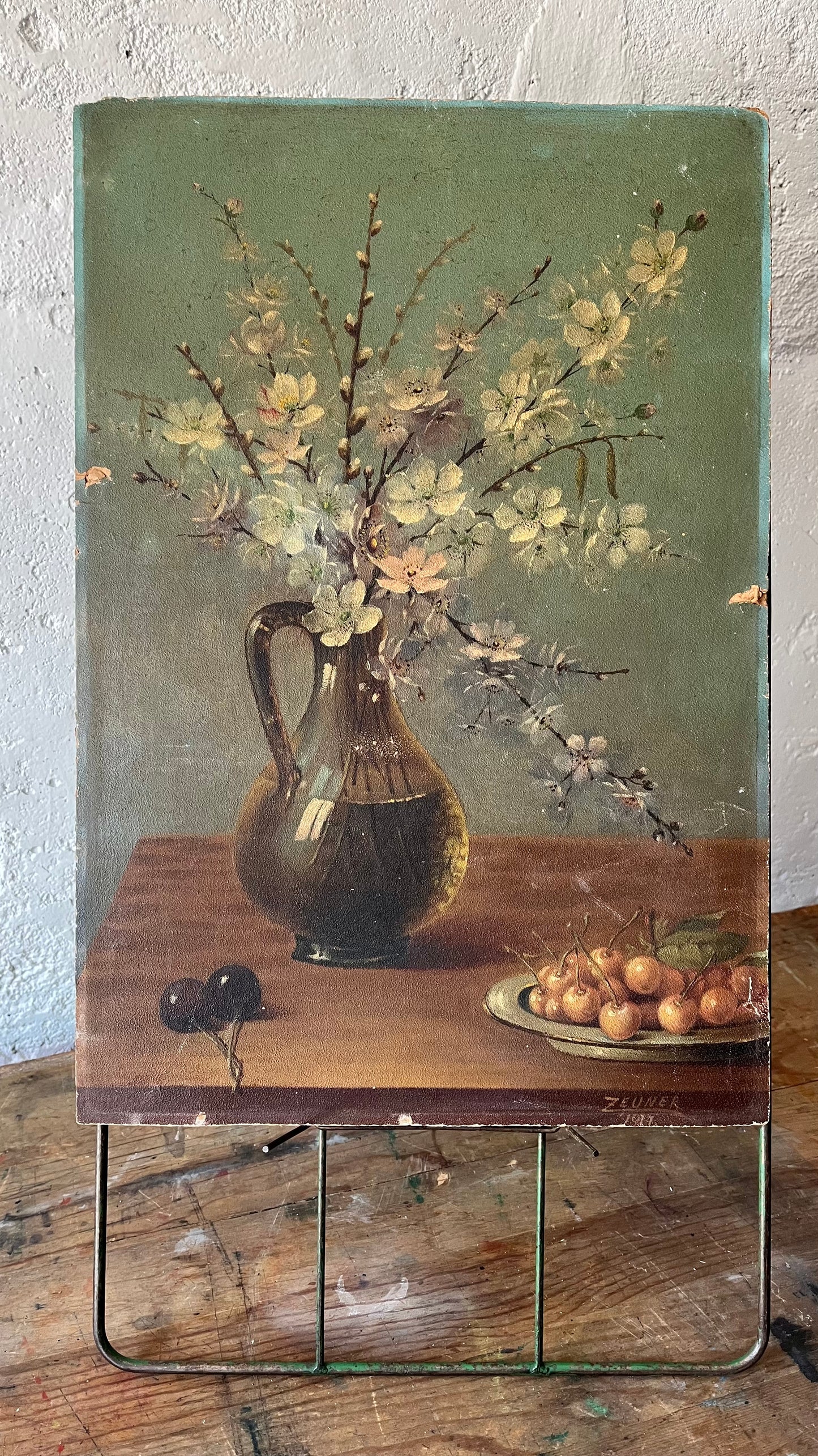 Still Life of Flowers and Cherries, 1917 (German School)