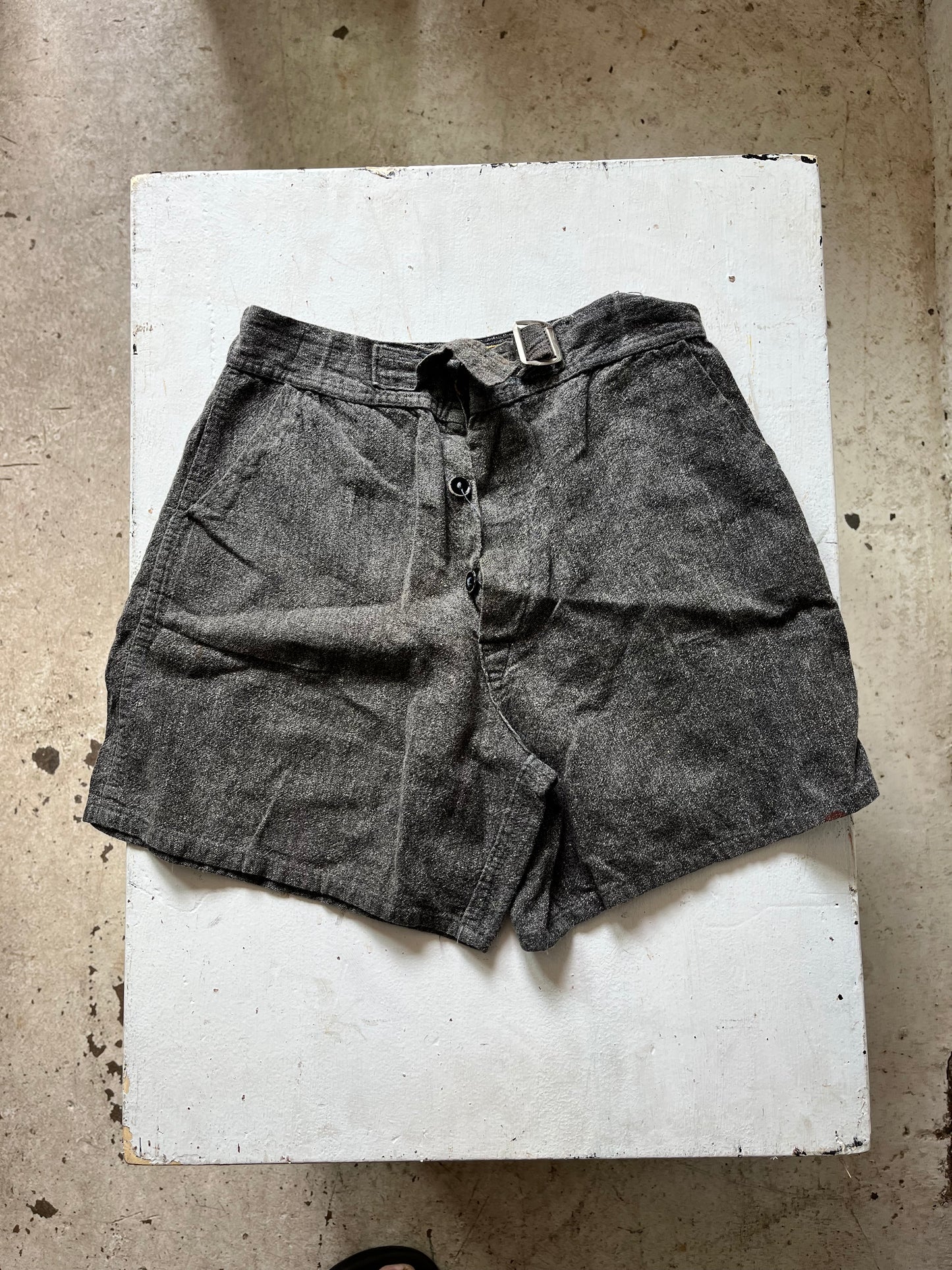 Salt and Pepper Gym Shorts, 23" W , 1930s