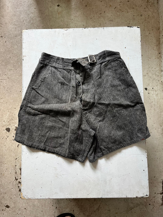 Salt and Pepper Gym Shorts, 23" W , 1930s
